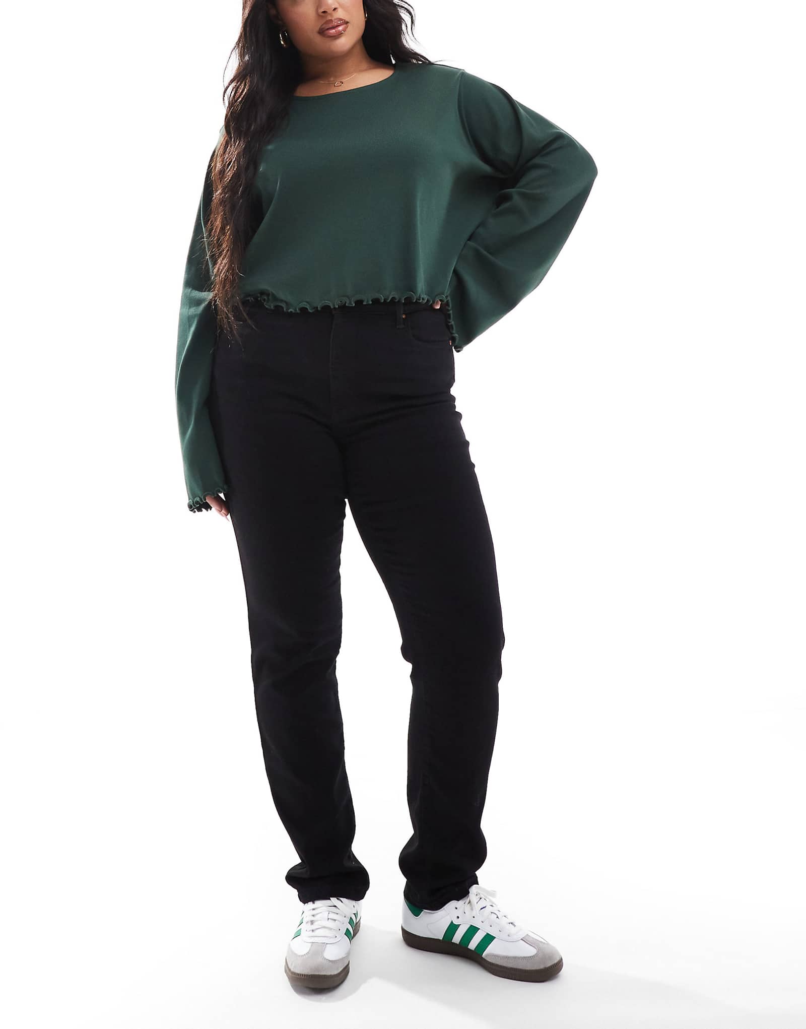 Джинсы ONLY Curve slim черного цвета застиранные 15490₽