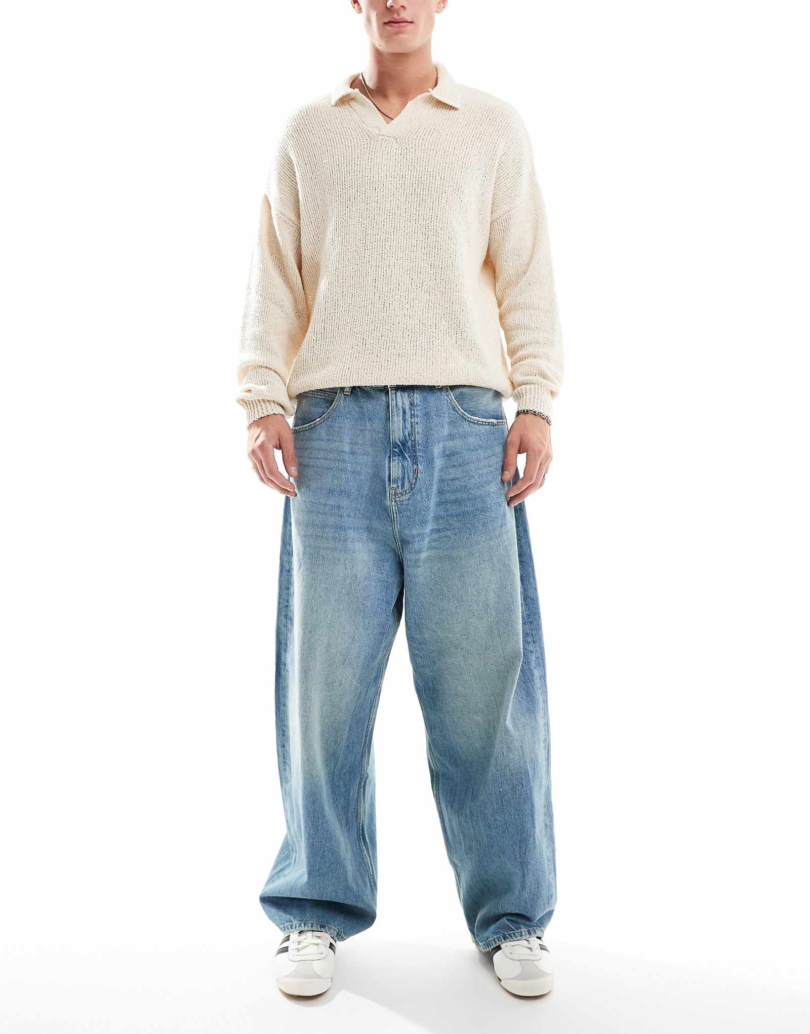 Джинсы Pull-Bear супер мешковатого кроя темно-синего цвета 8090₽