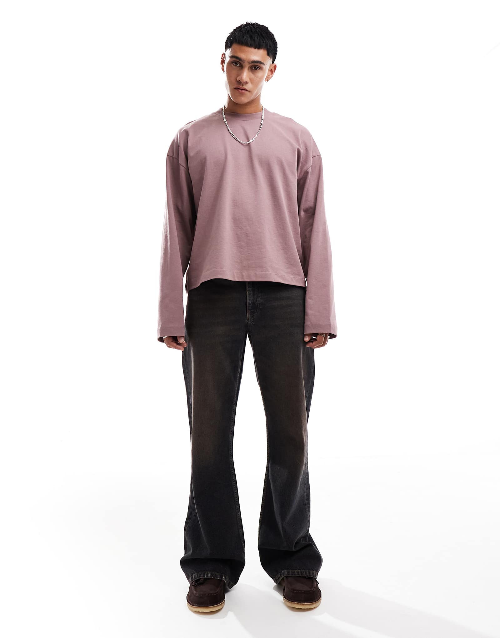 ДИЗАЙНЕРСКИЕ широкие джинсы-клеш ASOS сине-черного цвета постиранные с тонировкой 6590₽