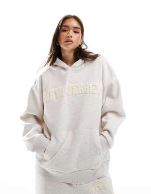 ДИЗАЙНЕРСКАЯ толстовка оверсайз от ASOS с рисунком из синелевого Нью-Джерси цвета овсяного вереска