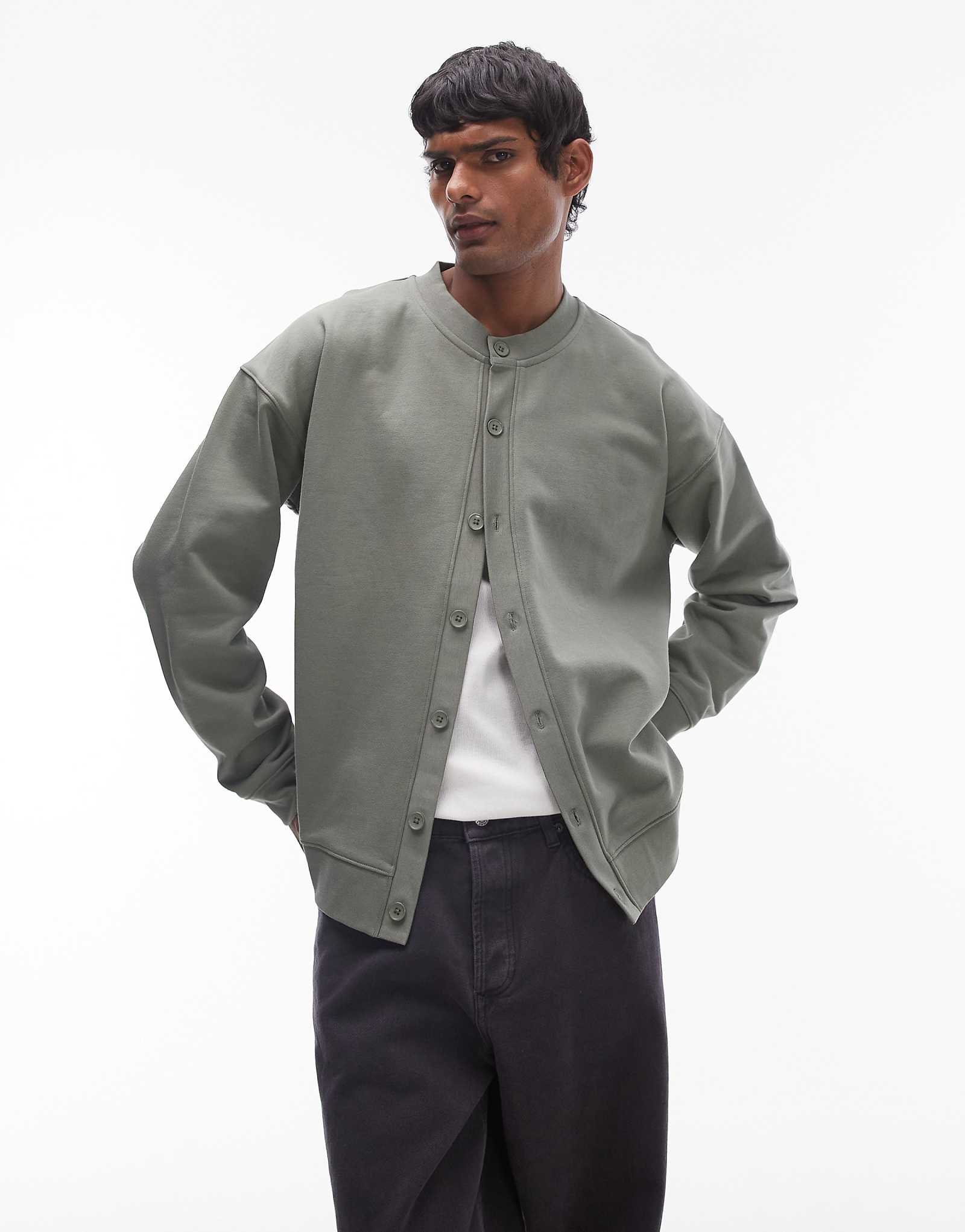 Кардиган с круглым вырезом Topman oversize fit цвета шалфея 8490₽