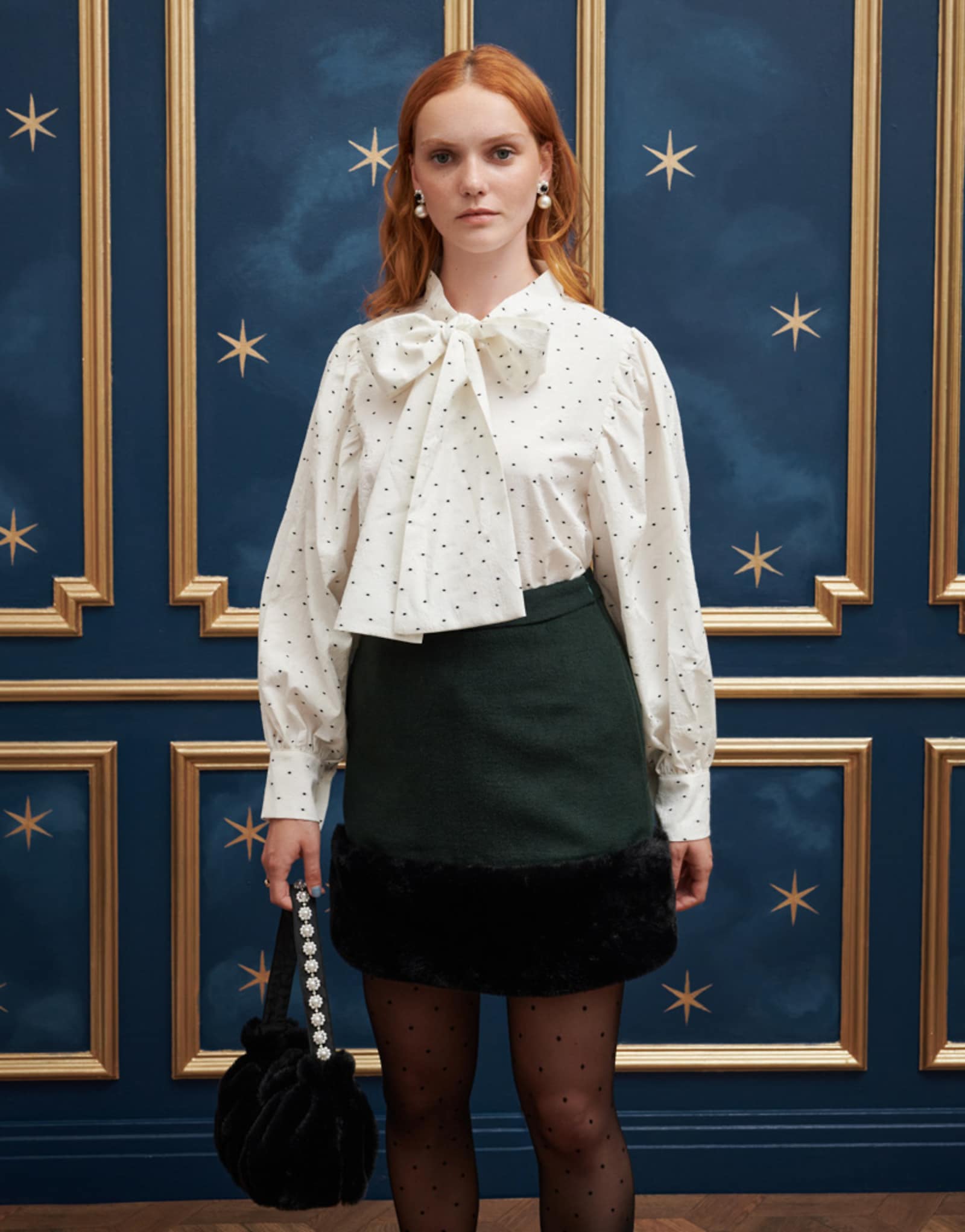 Объемный топ с бантом Sister Jane в кремовый горошек - часть комплекта 11390₽