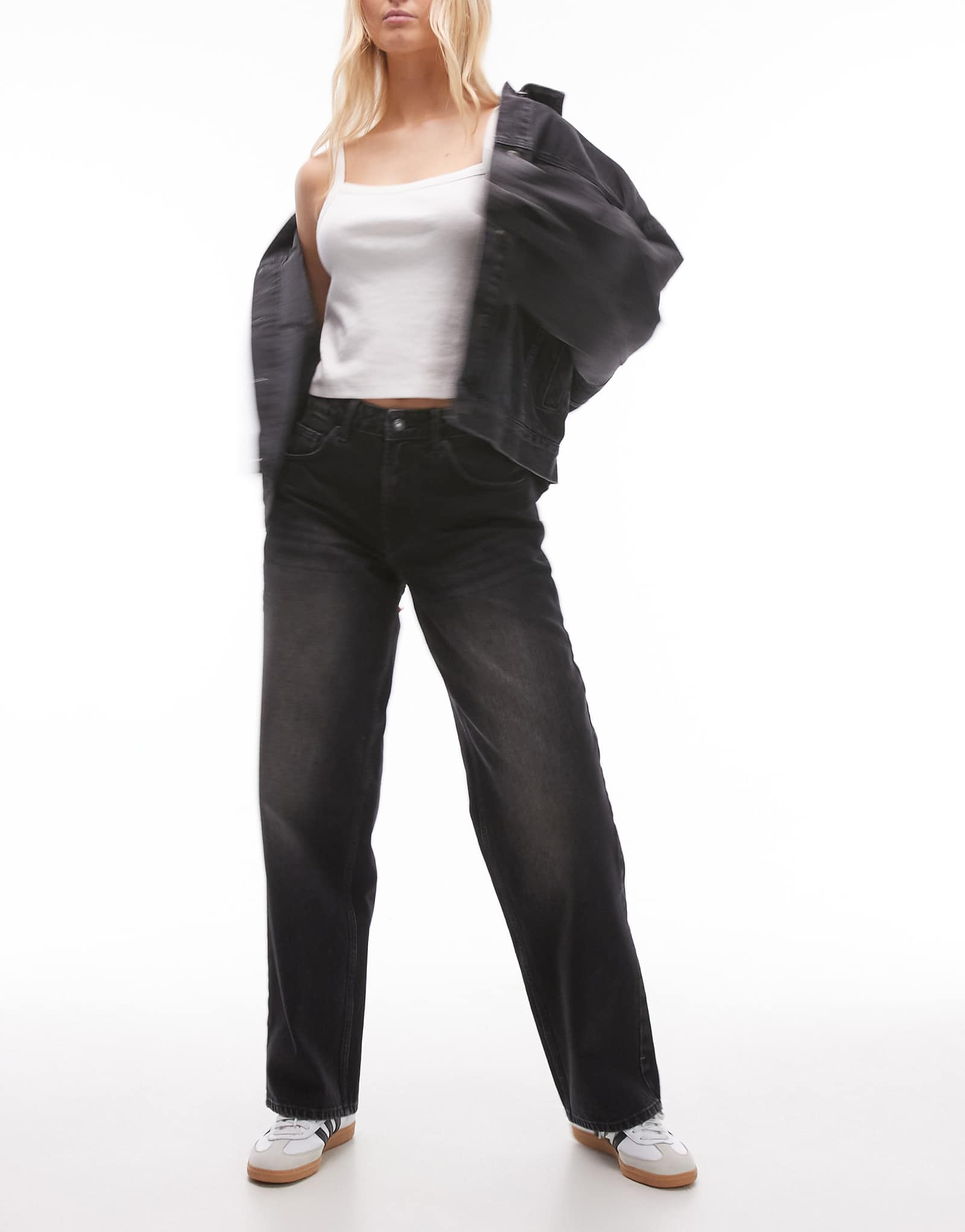 Джинсы Topshop Hourglass с низкой посадкой с поясом черного цвета 4890₽