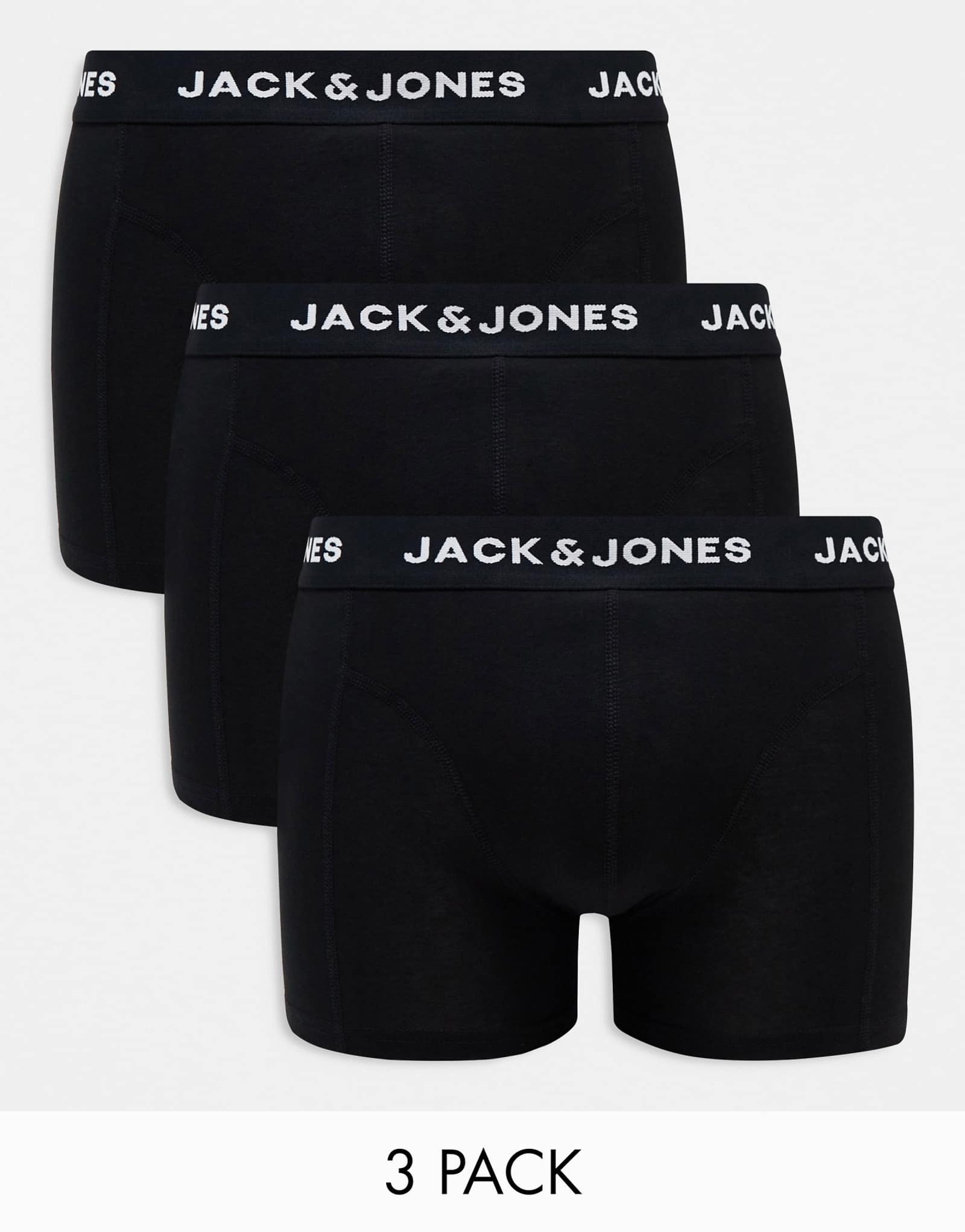 Трусы Jack -Jones из 3-х комплектов черного цвета с логотипом на поясе 6690₽