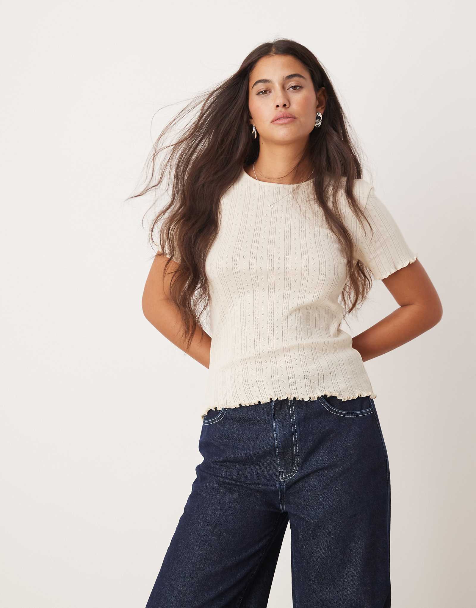 Белая футболка с круглым вырезом JDY lettuce edge 3790₽