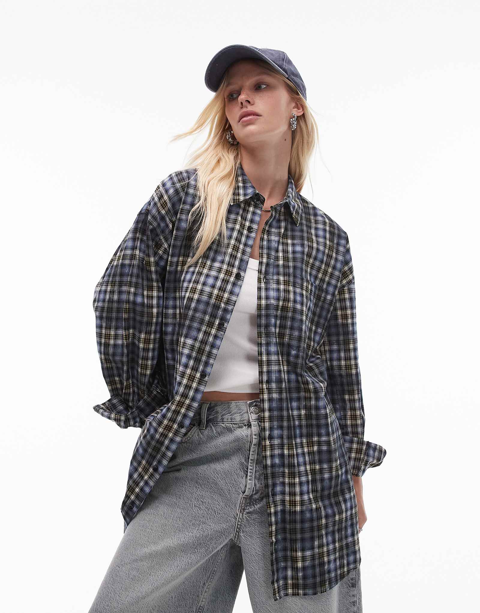 Рубашка оверсайз от Topshop в синюю клетку 7990₽