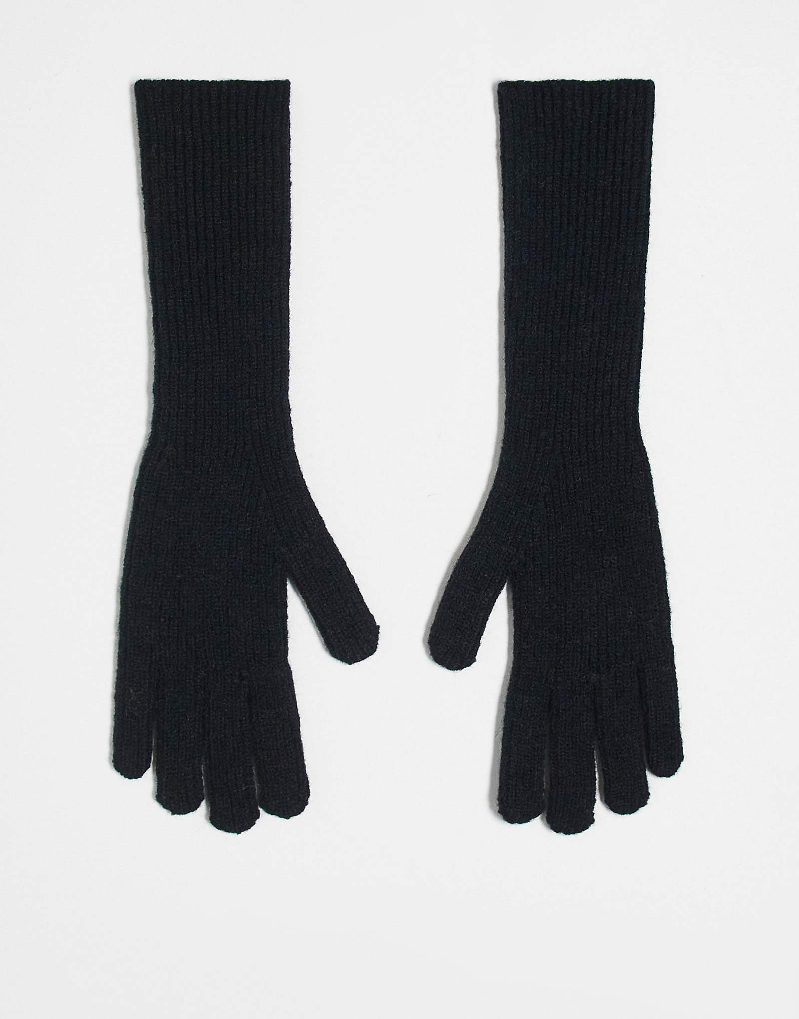 Длинные перчатки в рубчик от Topshop Gabriella черного цвета 4090₽