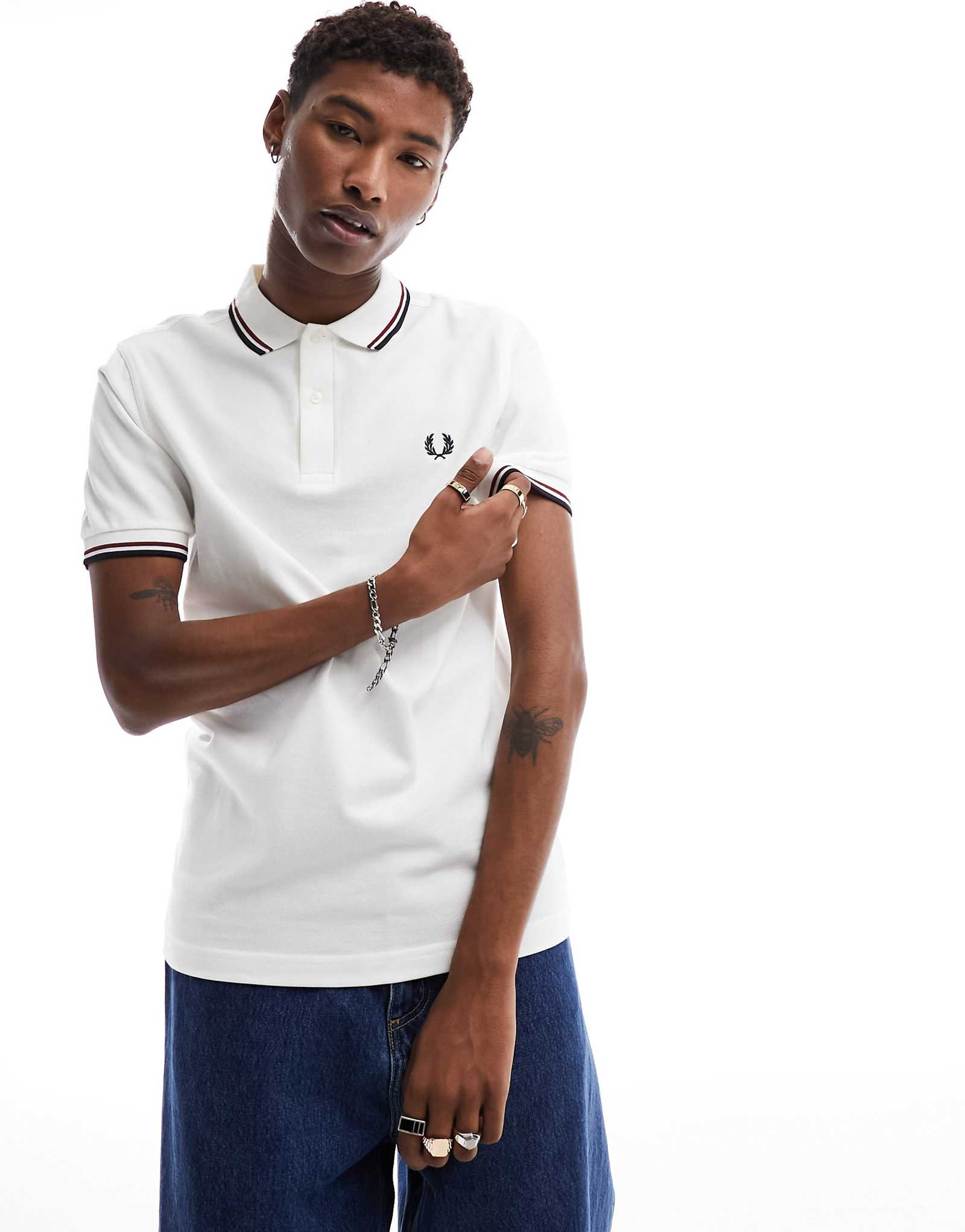 Поло с логотипом Fred Perry twin tipped белогокрасноготемно-синего цвета 19990₽