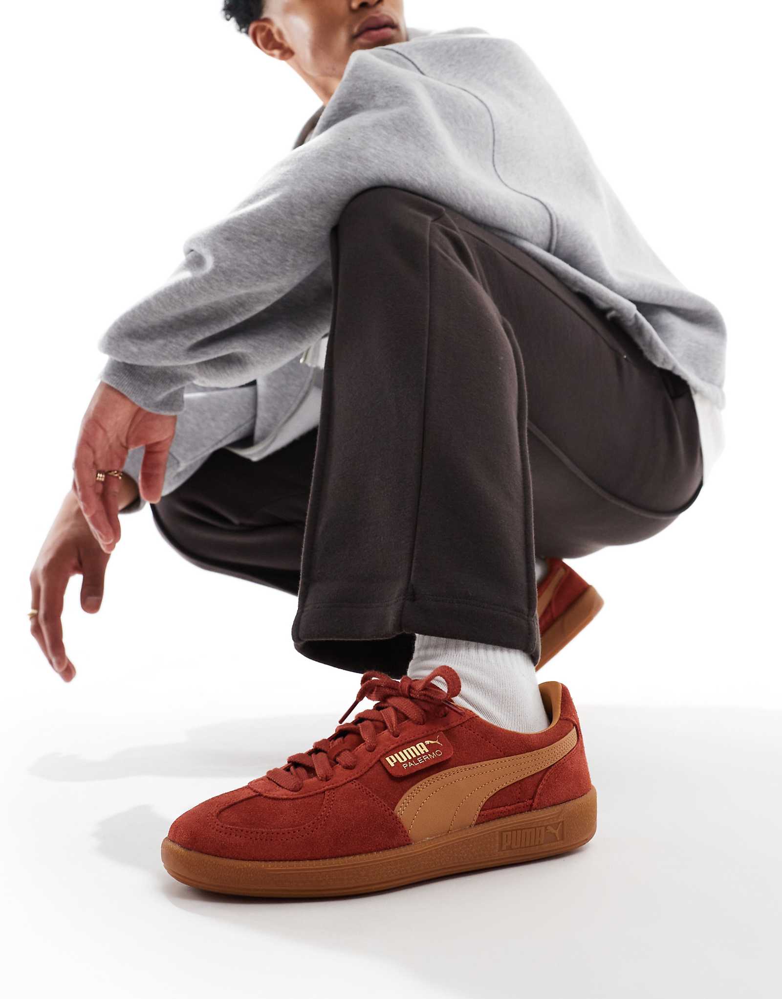 Кроссовки PUMA Palermo бордового и коричневого цветов 8590₽