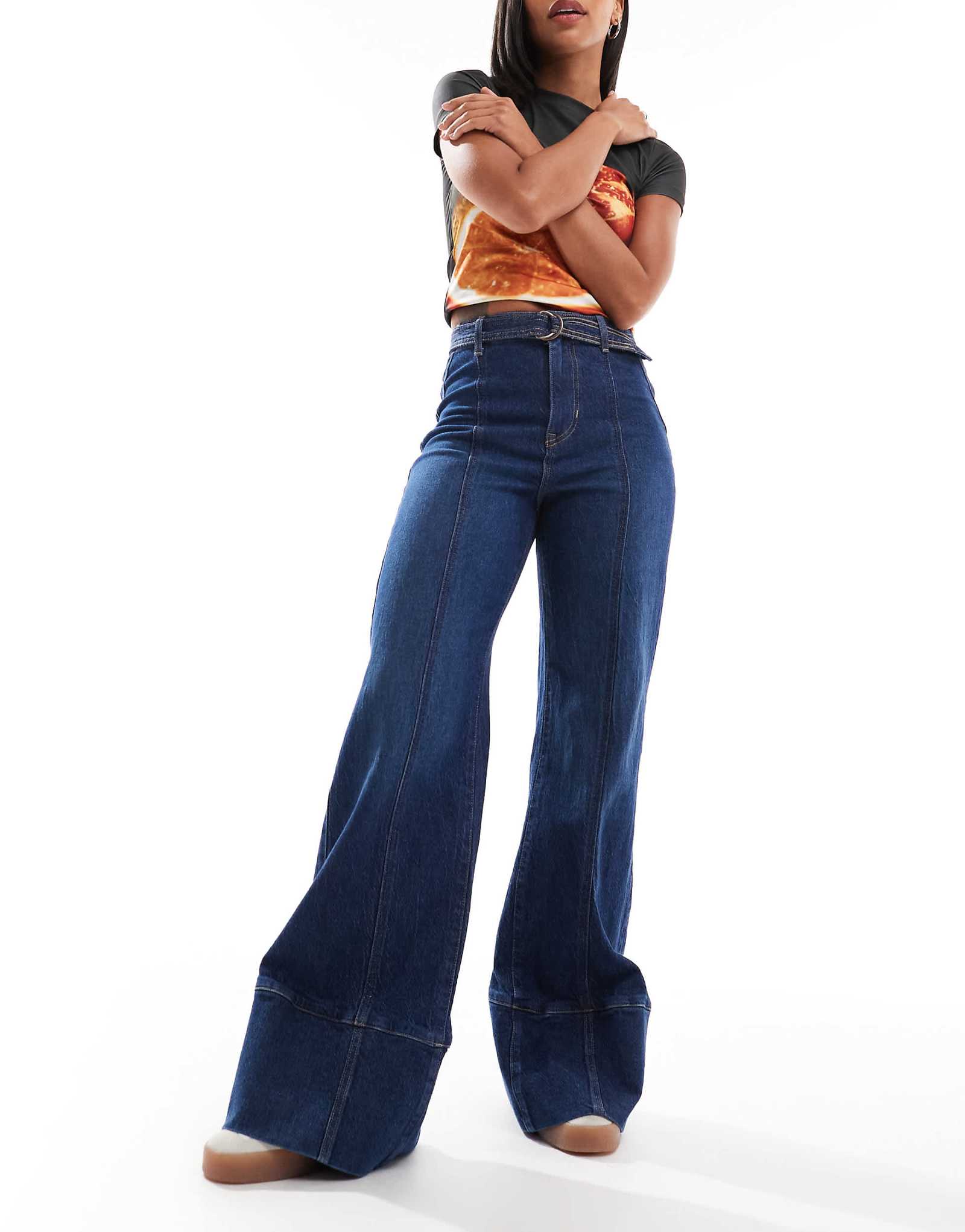 Джинсы а-силуэта Free People ryla с высокой посадкой синего цвета dreamscape 30190₽