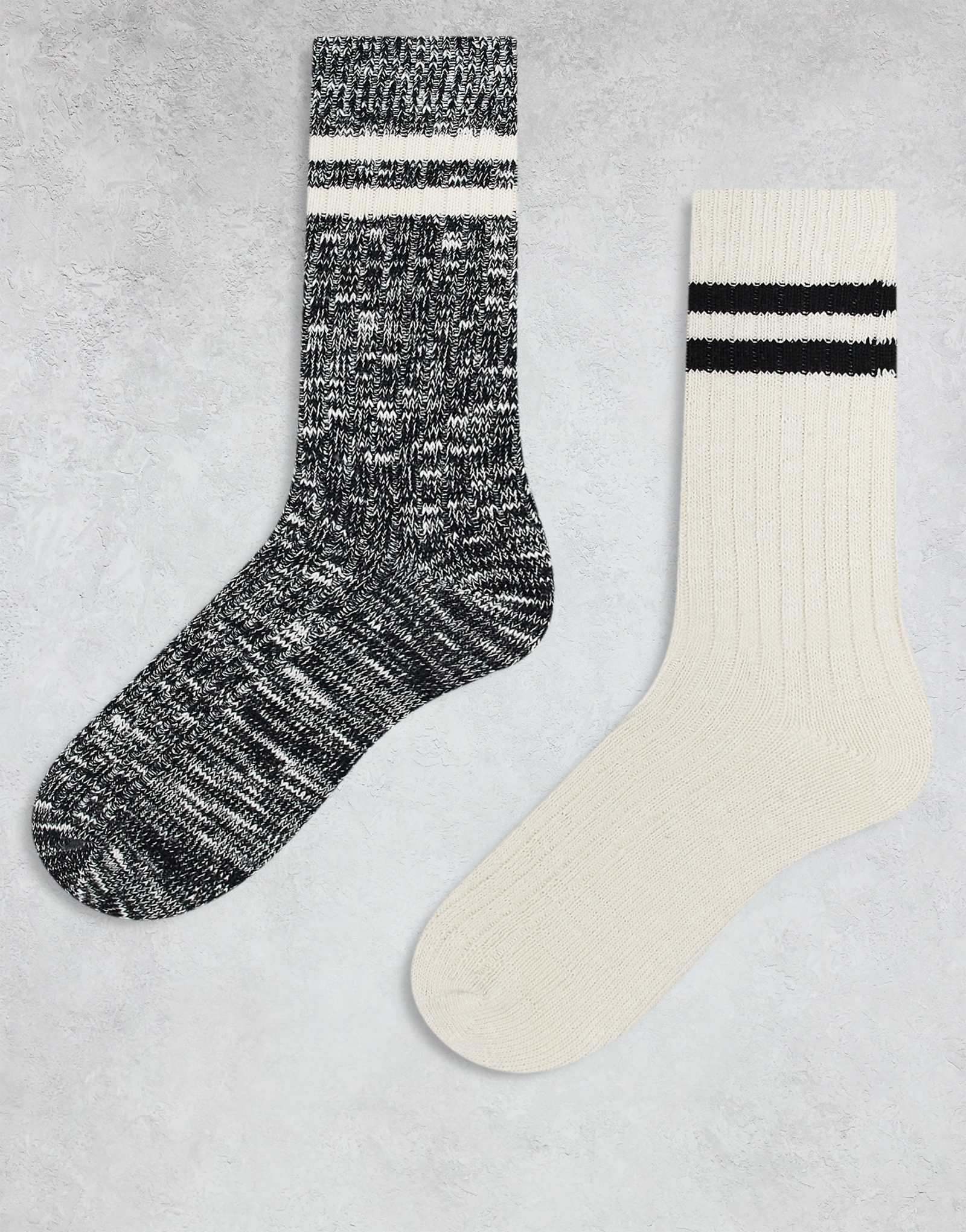 Носки ASOS DESIGN в черно-белую полоску из 2 упаковок 2490₽