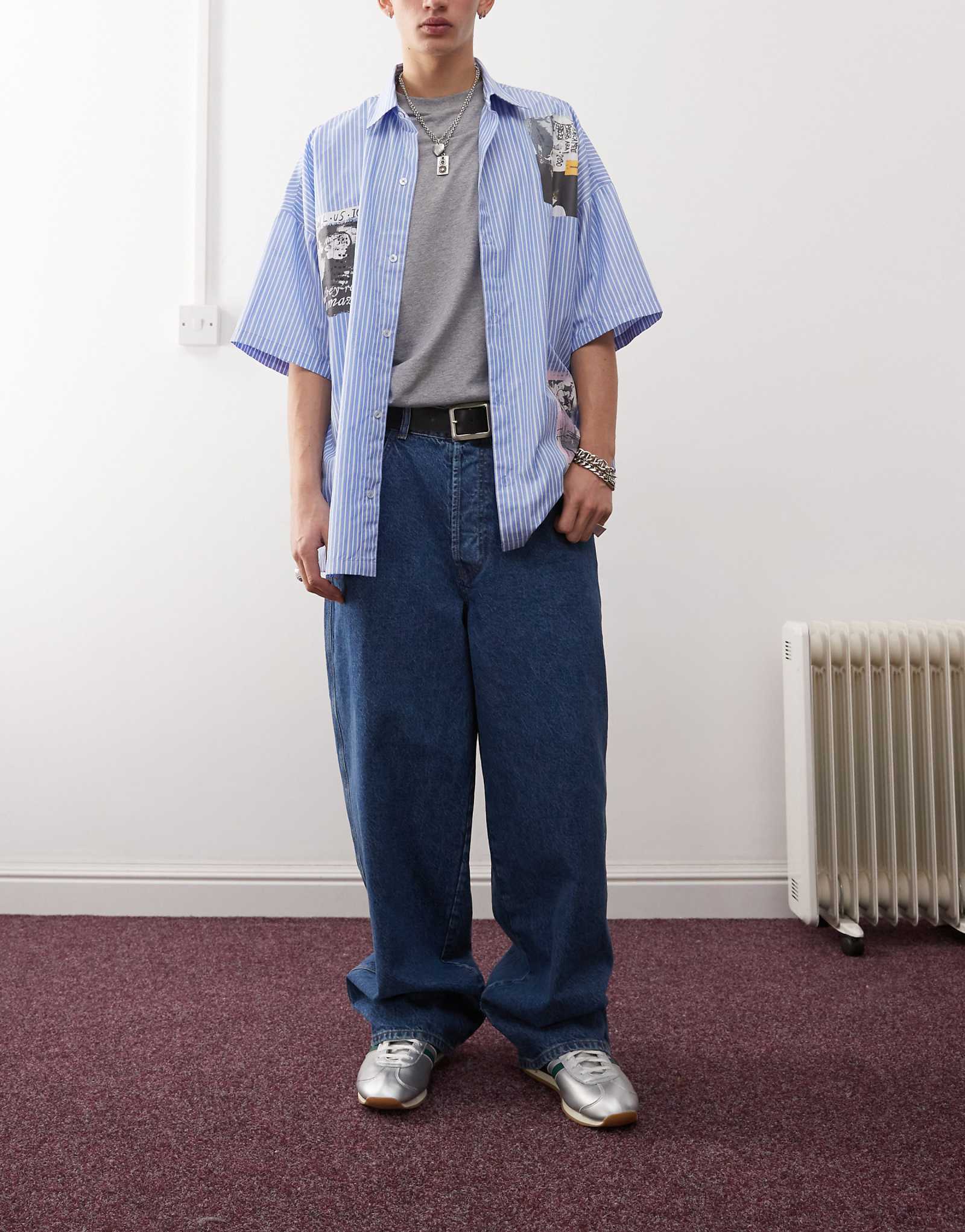 Мешковатые джинсы COLLUSION X002 средней посадки синего цвета 5690₽