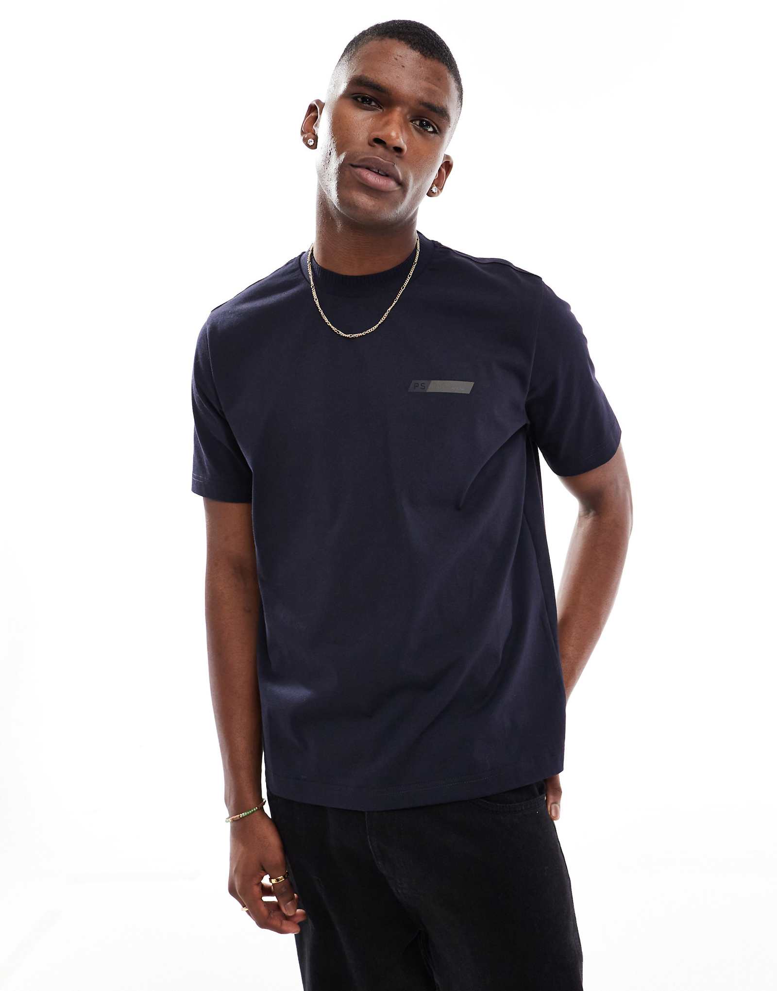 Футболка PS Paul Smith heavy weight с логотипом темно-синего цвета 11890₽