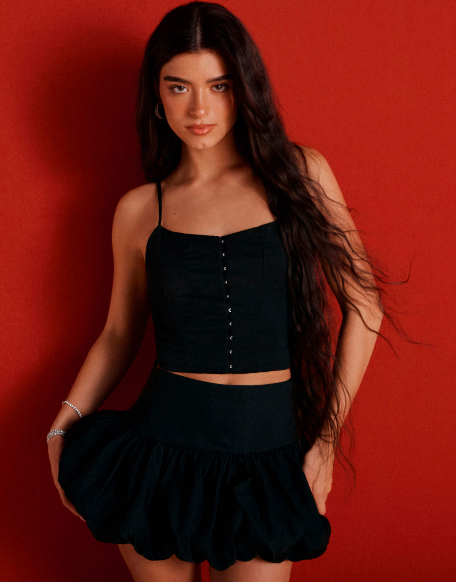 Юбка-пузырь Pull-Bear x Dixie DAmelio черного цвета - часть комплекта 3890₽