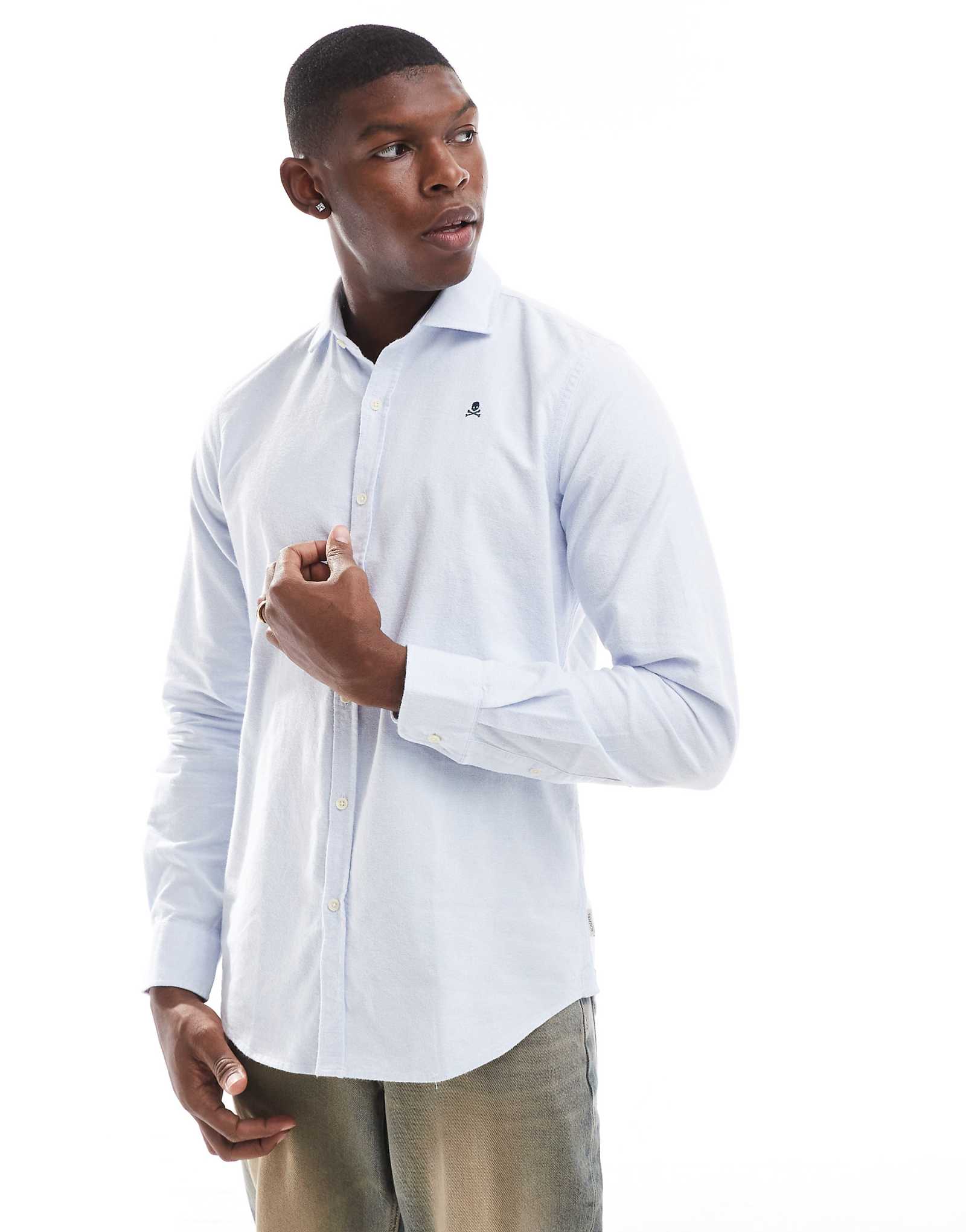 Персиковая рубашка Scalpers Oxford Небесно-голубого цвета 13990₽