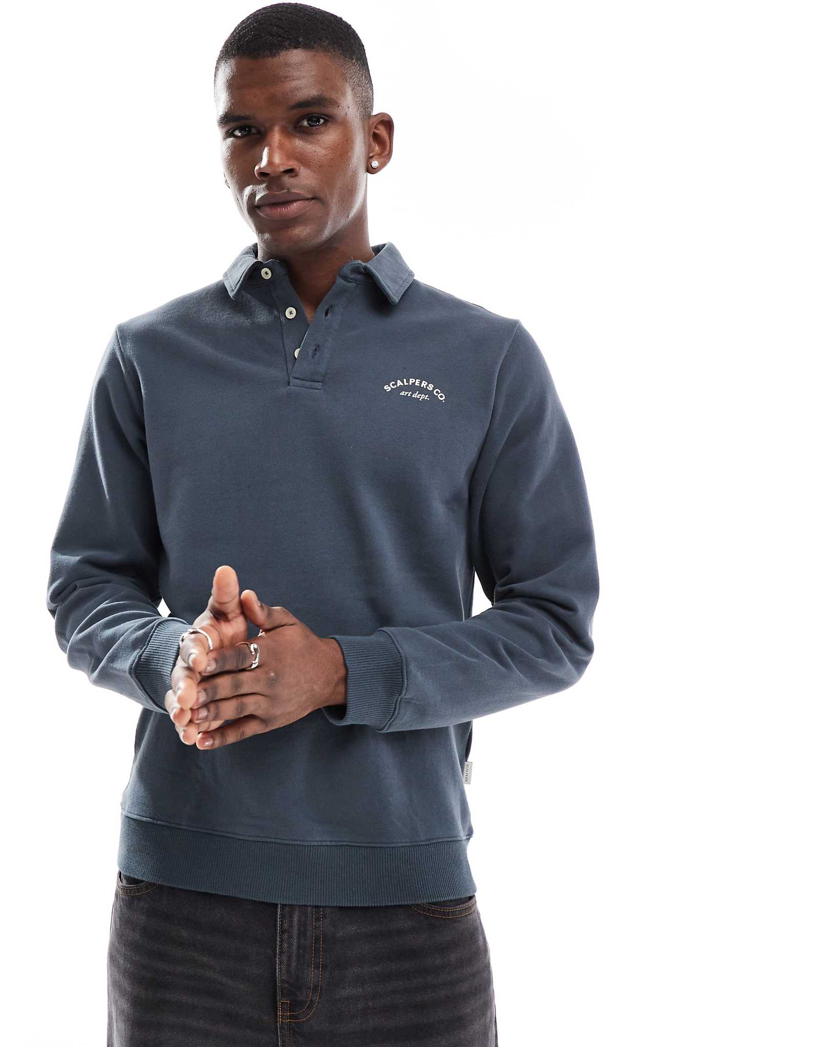Свитер-поло Scalpers sc темно-синего цвета 14990₽