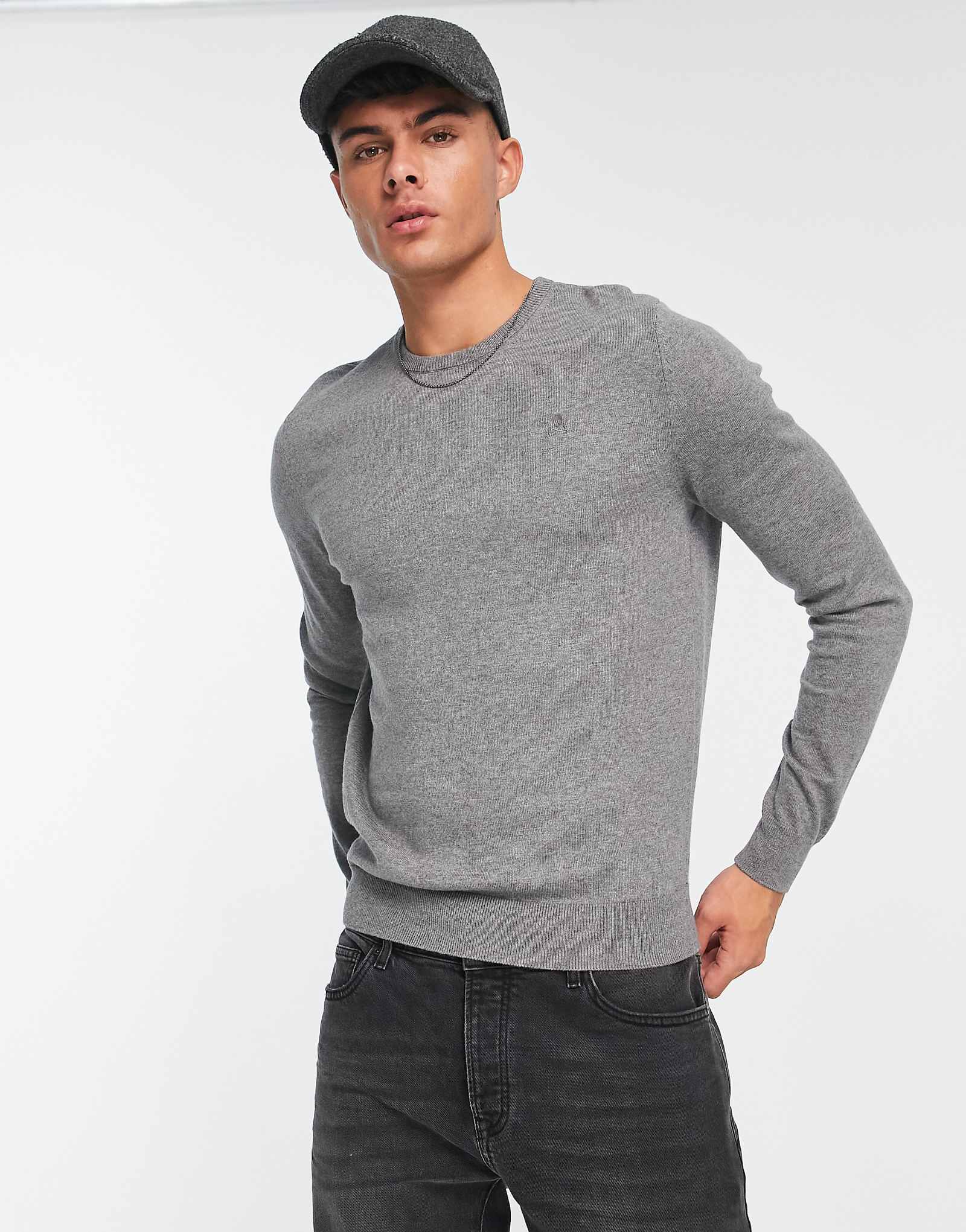 Свитер Scalpers с круглым вырезом из серого меланжа 18990₽