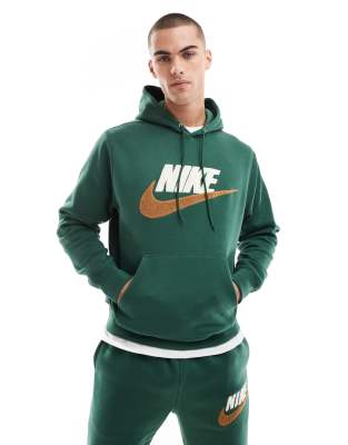 Толстовка с синельным логотипом Nike Club зеленого цвета