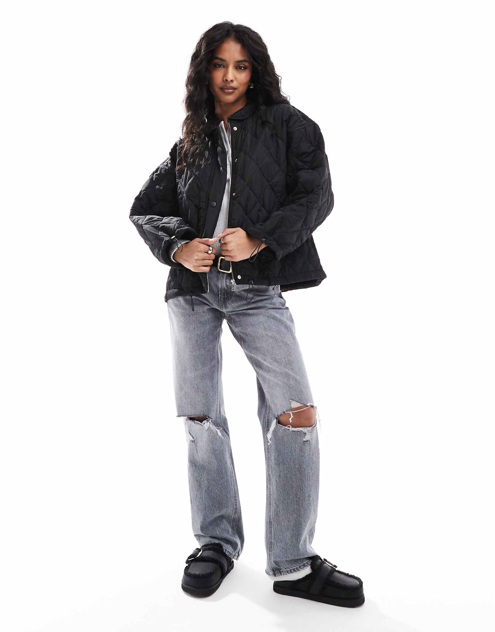 Стеганая куртка-бомбер DTT diamond черного цвета 11190₽