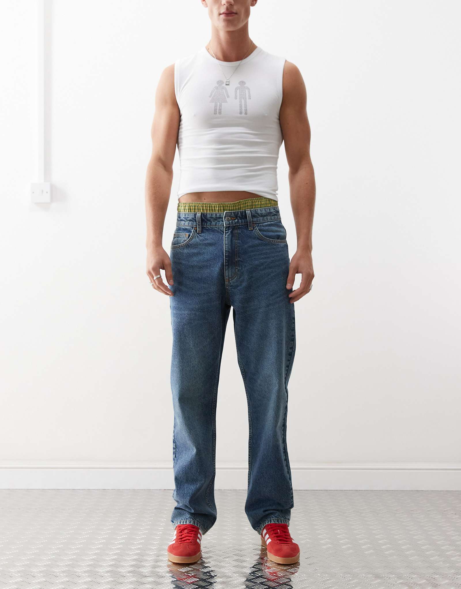 Джинсы прямые COLLUSION X005 синего цвета 9190₽