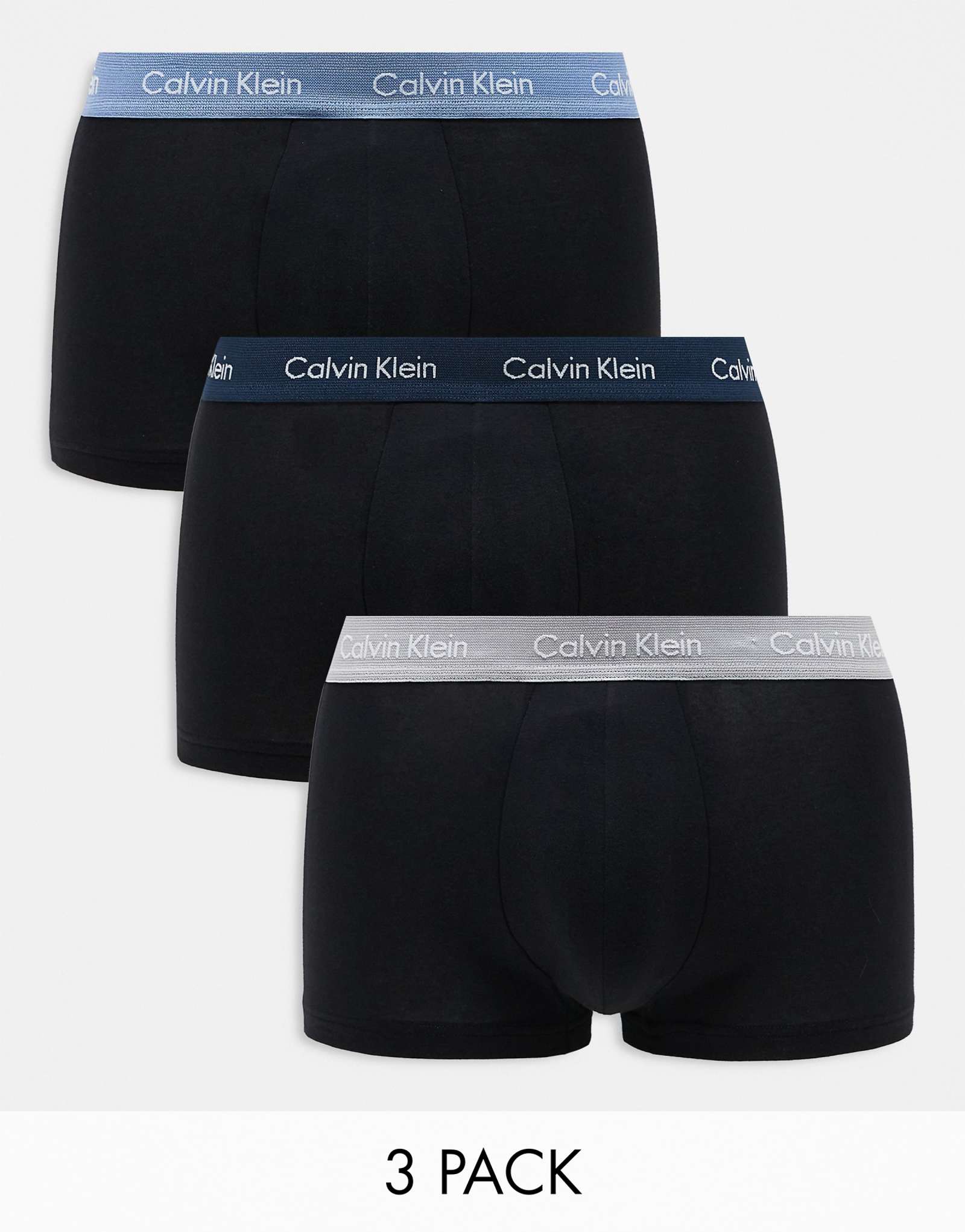 Кофта Calvin Klein из хлопка стрейч с низкой посадкой 3 упаковки с цветным поясом черного цвета 8690₽