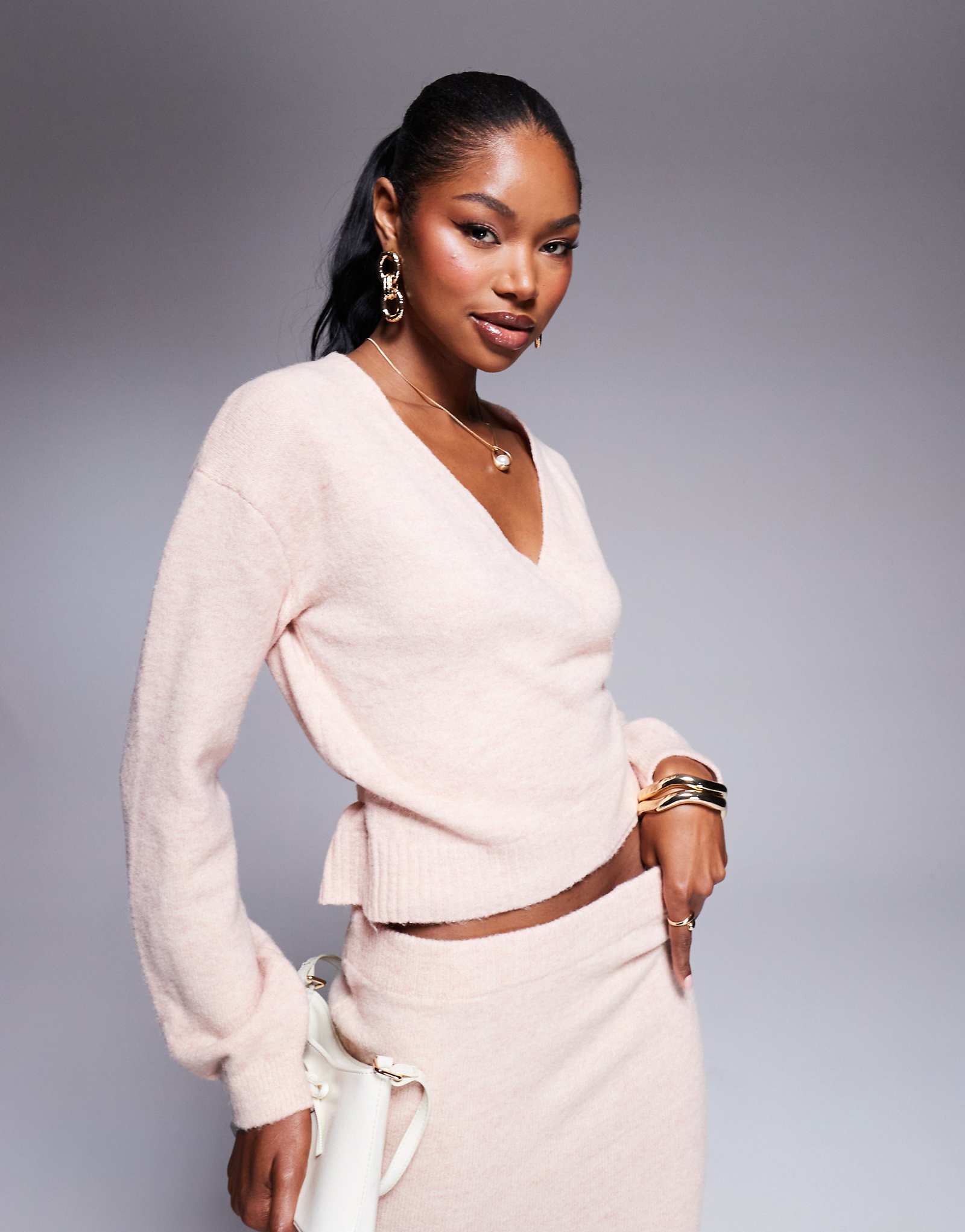 Кардиган Kaiia с завязками по бокам розового цвета - часть комплекта 8190₽