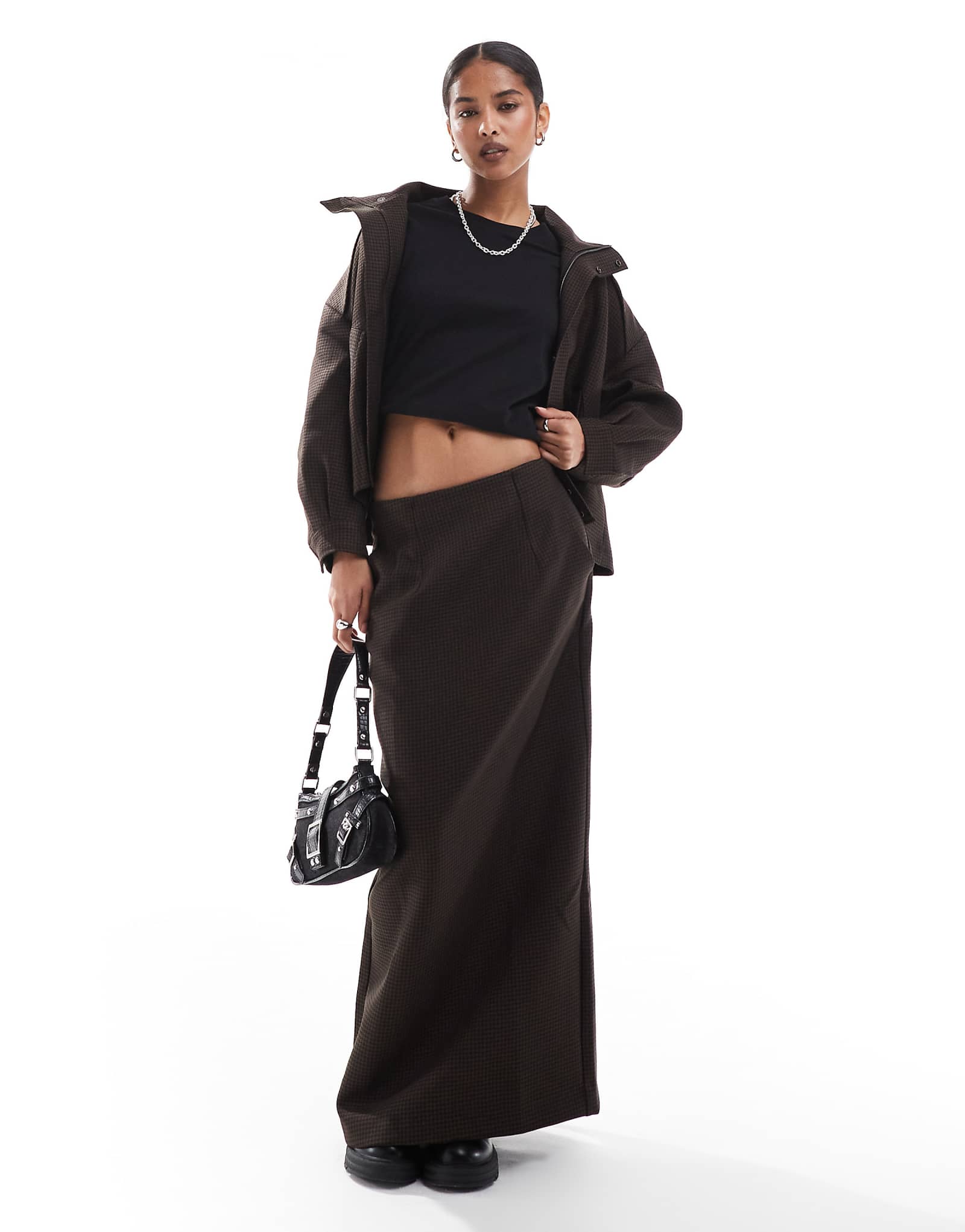 Роскошная юбка от Scalpers в коричневую клетку 20290₽