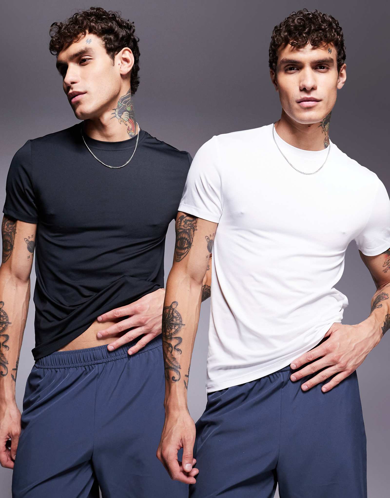 Тренировочная футболка ASOS 4505 Icon muscle fit быстросохнущая 2 шт черно-белая 7790₽