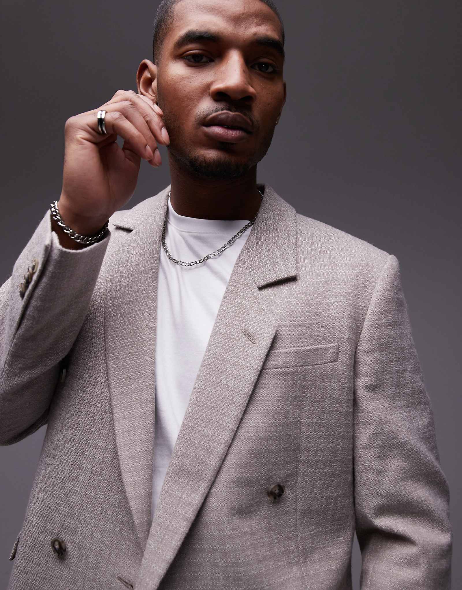 Пиджак фактурный классический Topman кремового цвета 11590₽