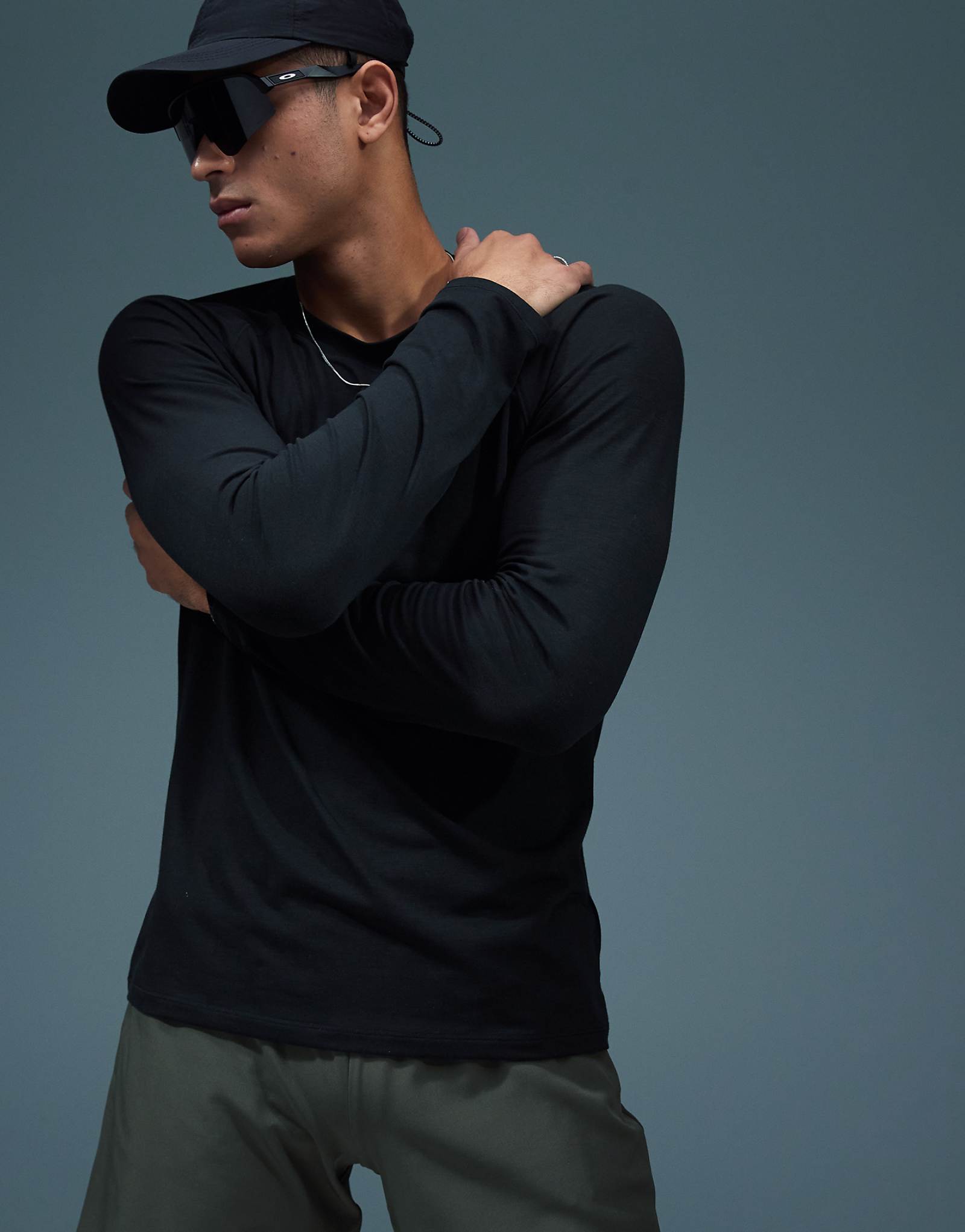 Быстросохнущий тренировочный трикотаж ASOS 4505 с длинным рукавом черного цвета 6090₽