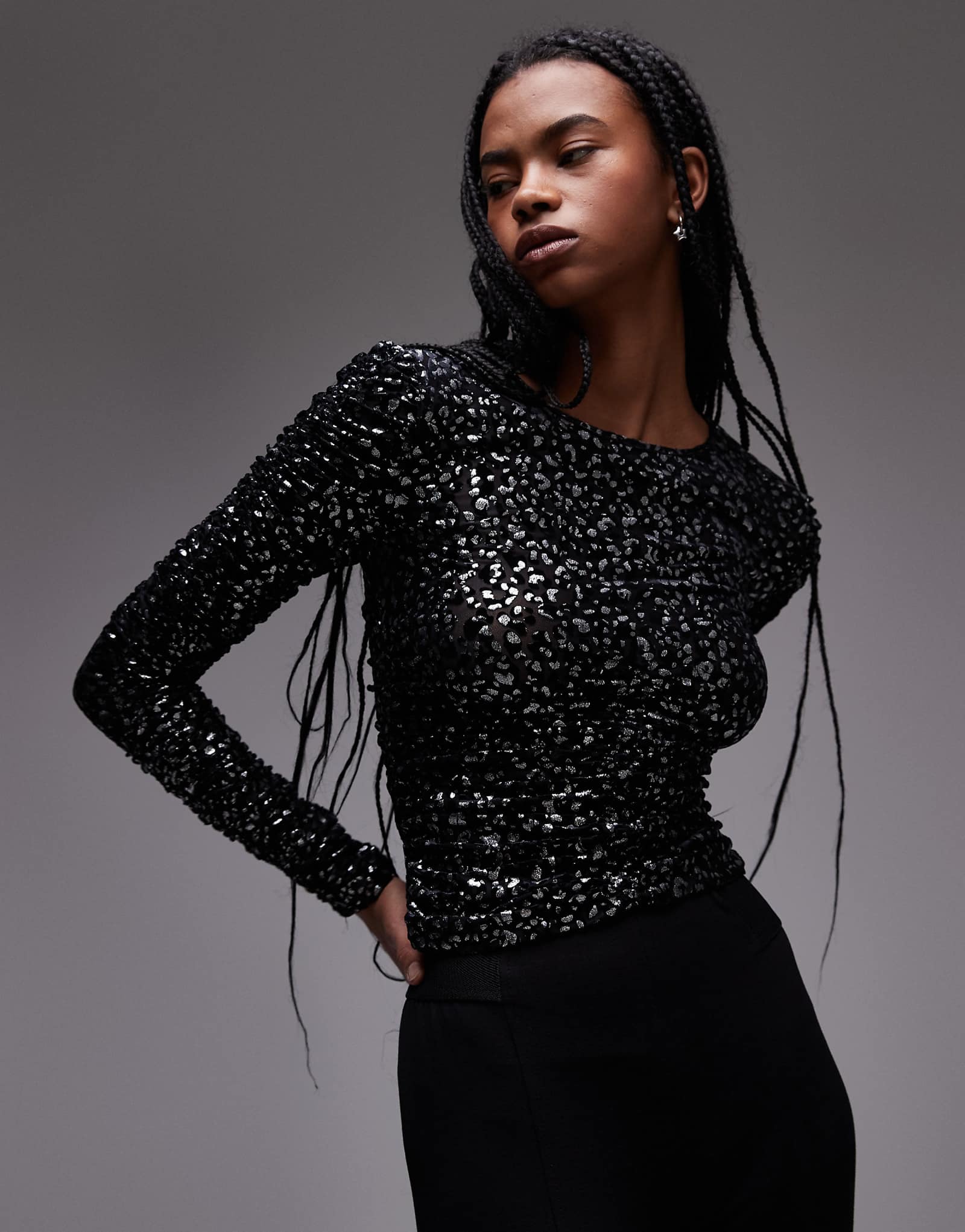 Леопардовый топ с длинными рукавами AllSaints Eris 7990₽