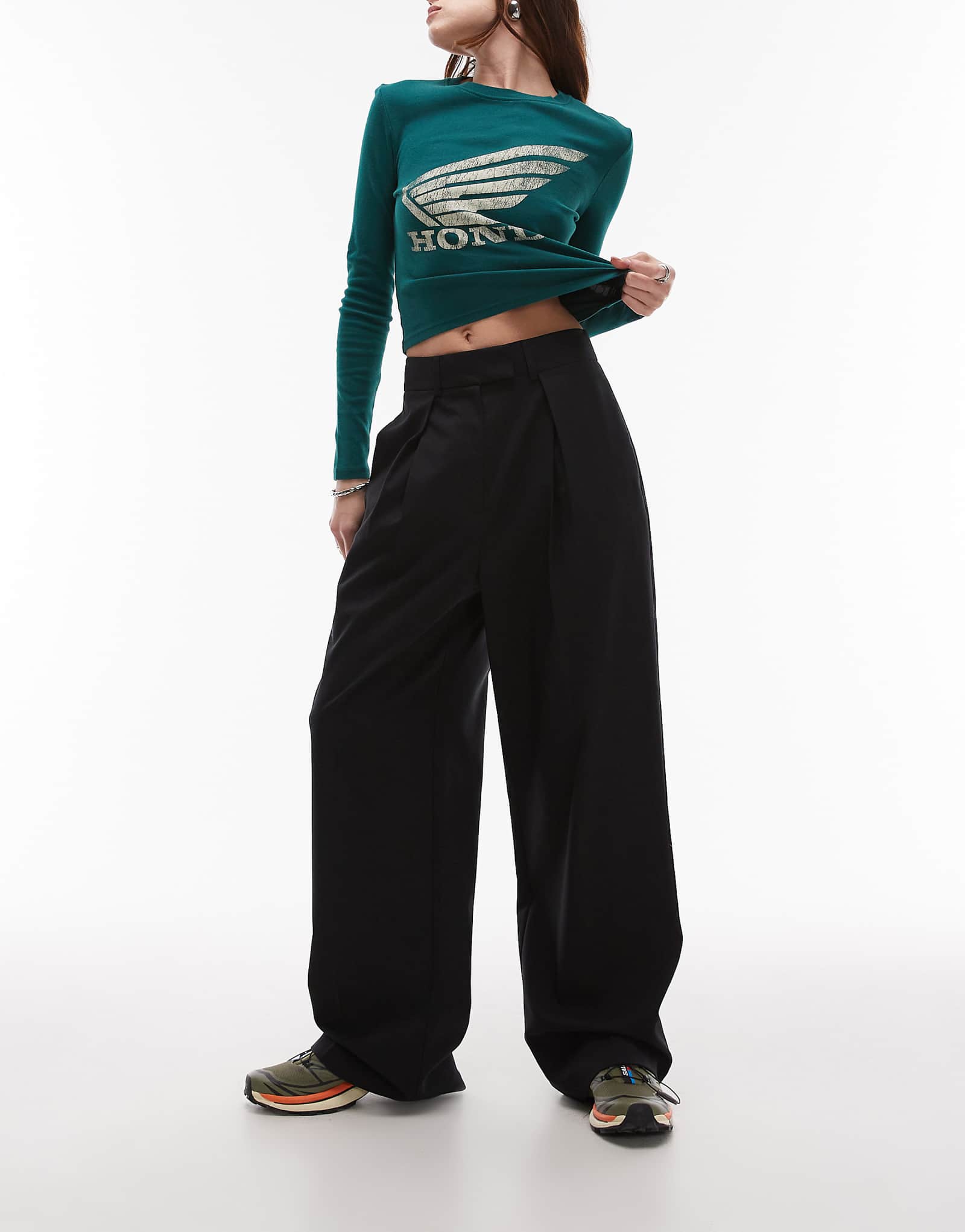 Широкие брюки Topshop черного цвета - часть комплекта 11390₽