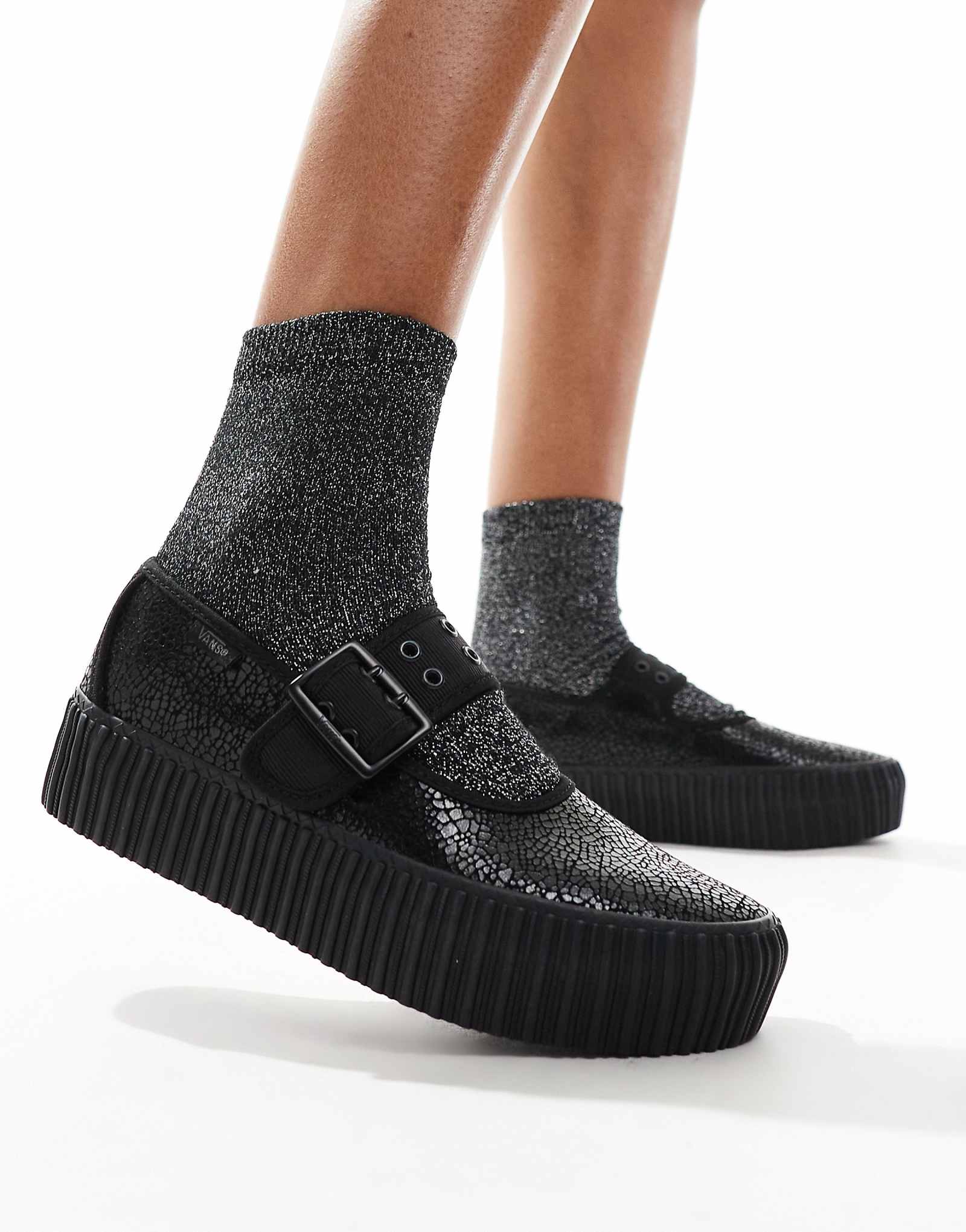 Черные кроссовки Vans Mary Jane Creeper со змеиным принтом 12290₽