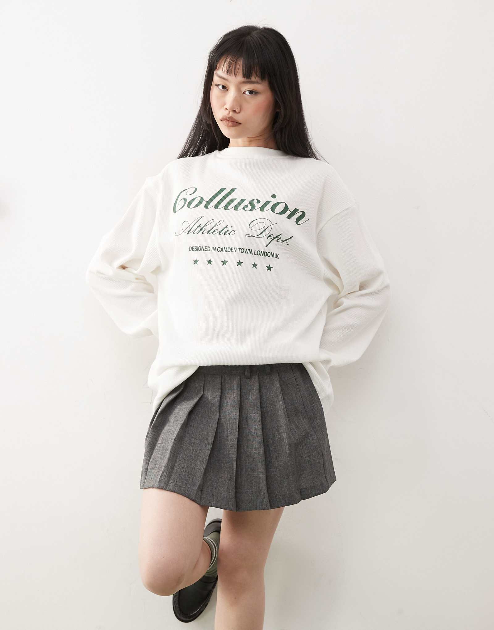 Плиссированная юбка-мини-килт COLLUSION серого цвета