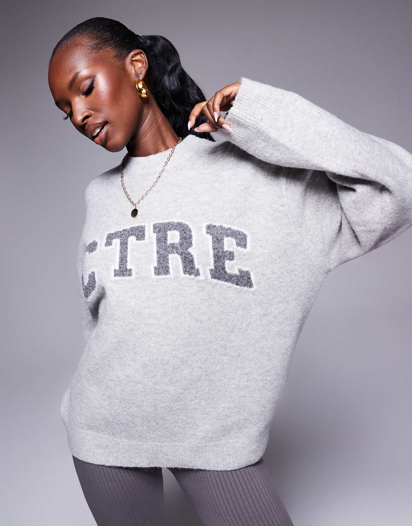 Вязаный свитер Couture Club CTRE из серого вереска