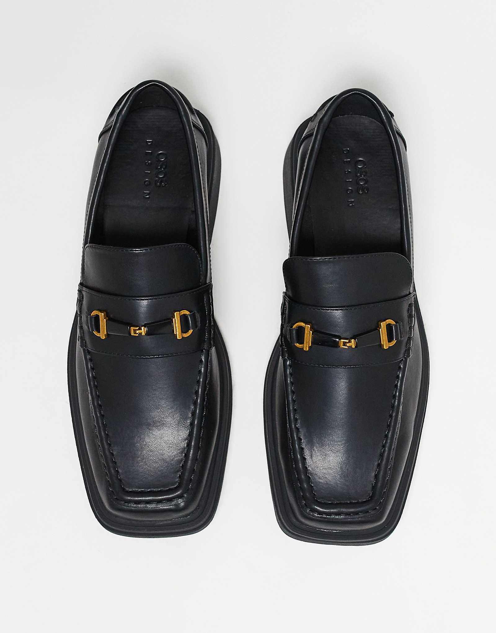 Дизайнерские мокасины ASOS черного цвета с квадратным носком 11890₽