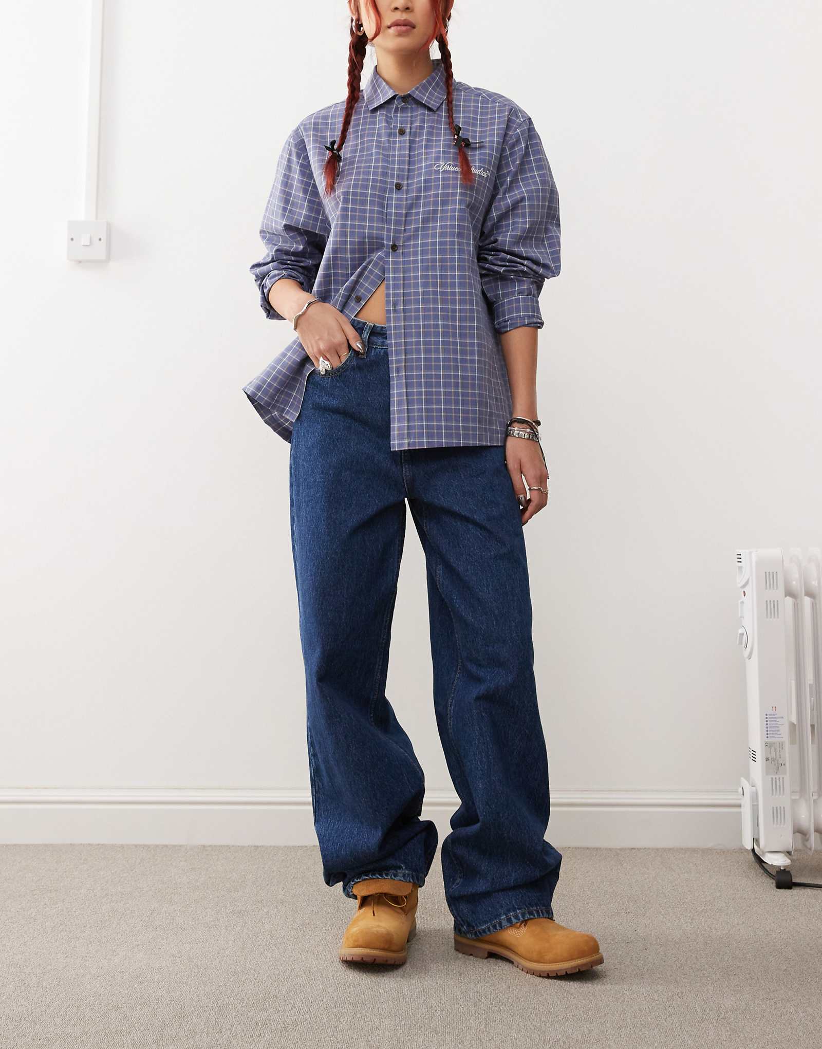 Джинсы Dr Denim Donna свободного кроя с высокой талией и широкими прямыми штанинами в стиле ретро темного цвета 9990₽