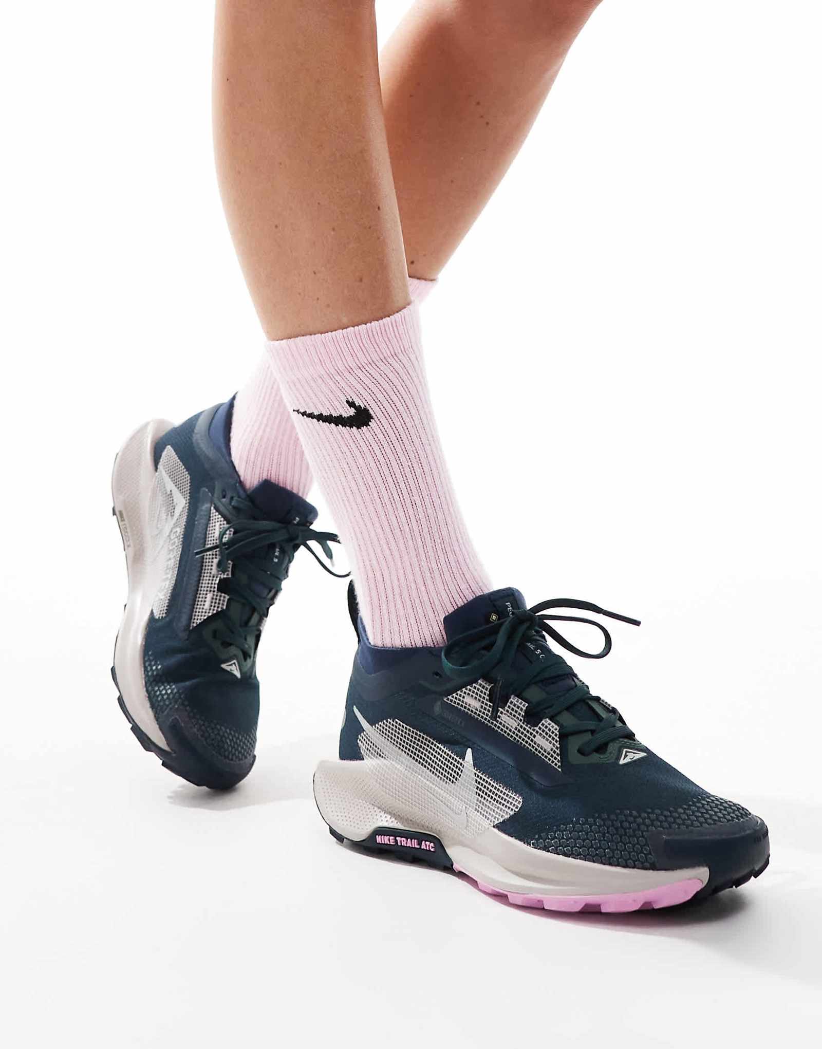 Кроссовки Nike Running Pegasus Trail 5 Gore-Tex темно-синего и серебристого цветов 24290₽