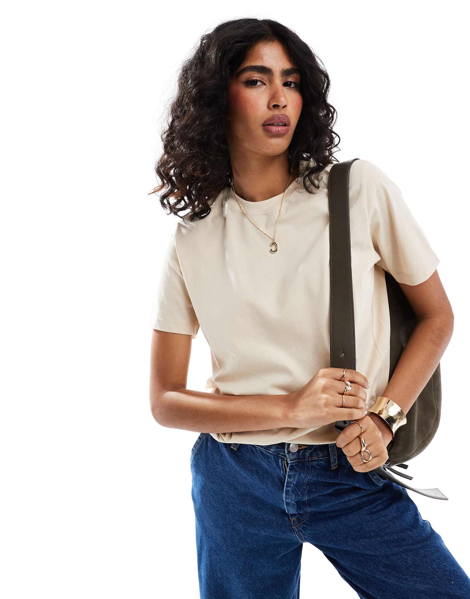 Футболка JJXX оверсайз бежевого цвета 5990₽