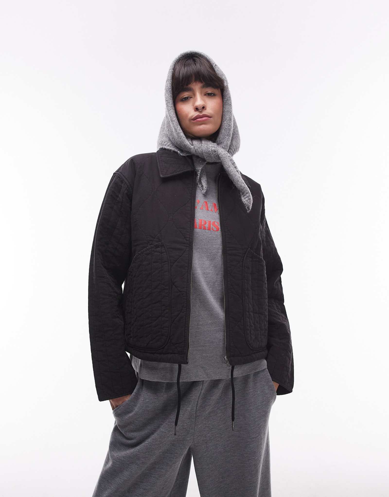 Куртка-лайнер Topshop с контрастной стеганой отделкой черного цвета 15590₽