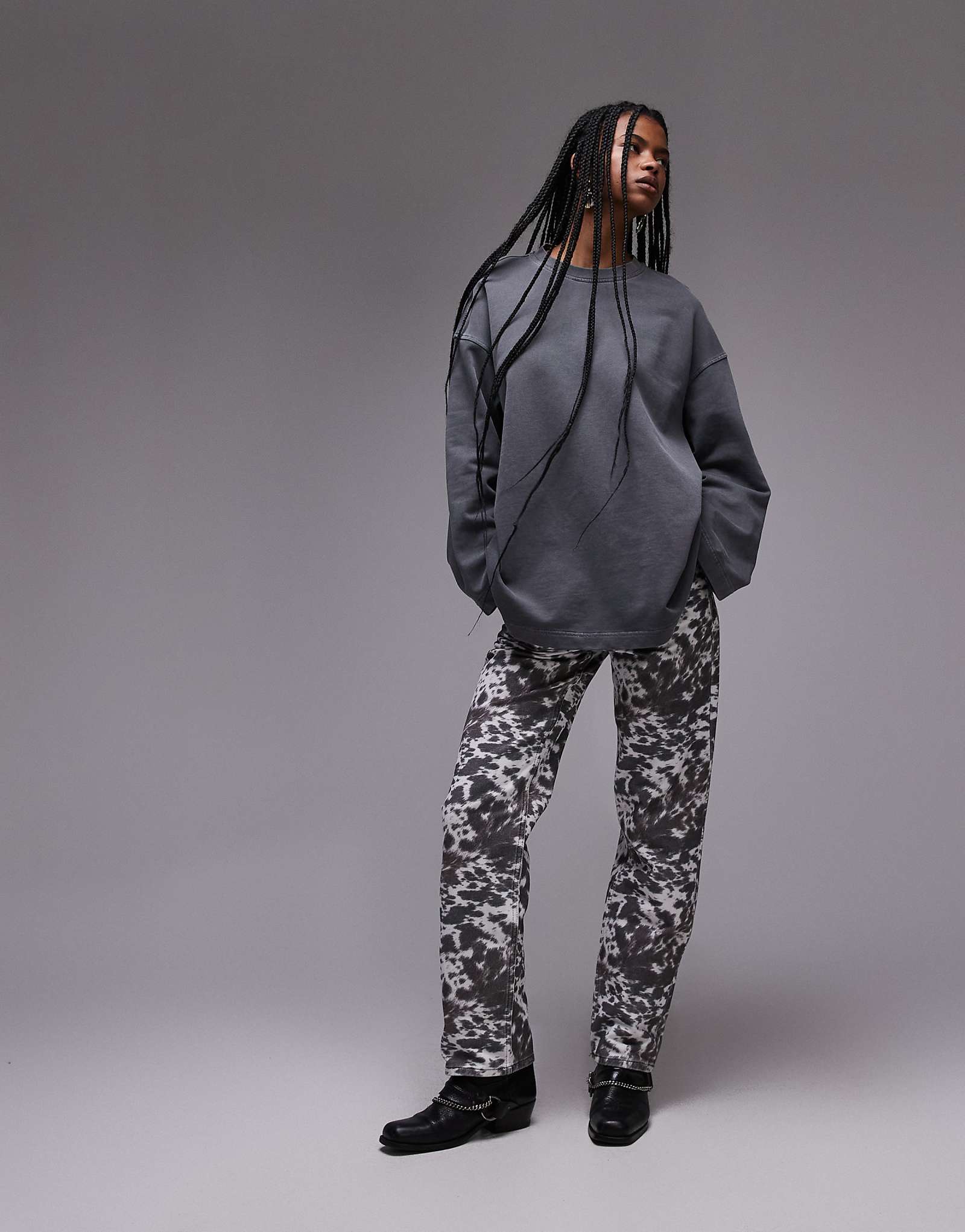 Прямые брюки с низкой посадкой от Topshop с принтом пони 5690₽