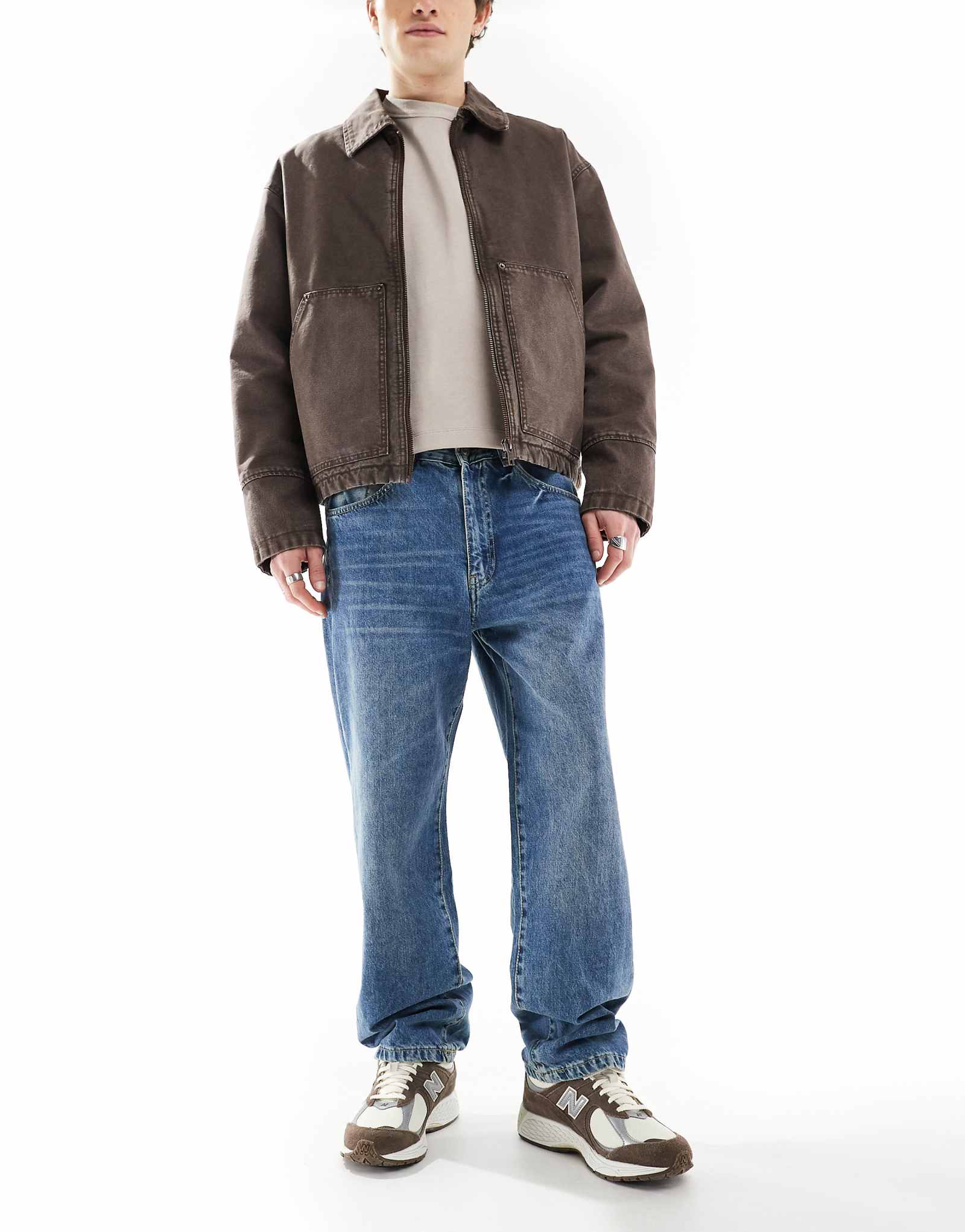 Джинсы свободного кроя Pull-Bear темно-синего цвета 4190₽