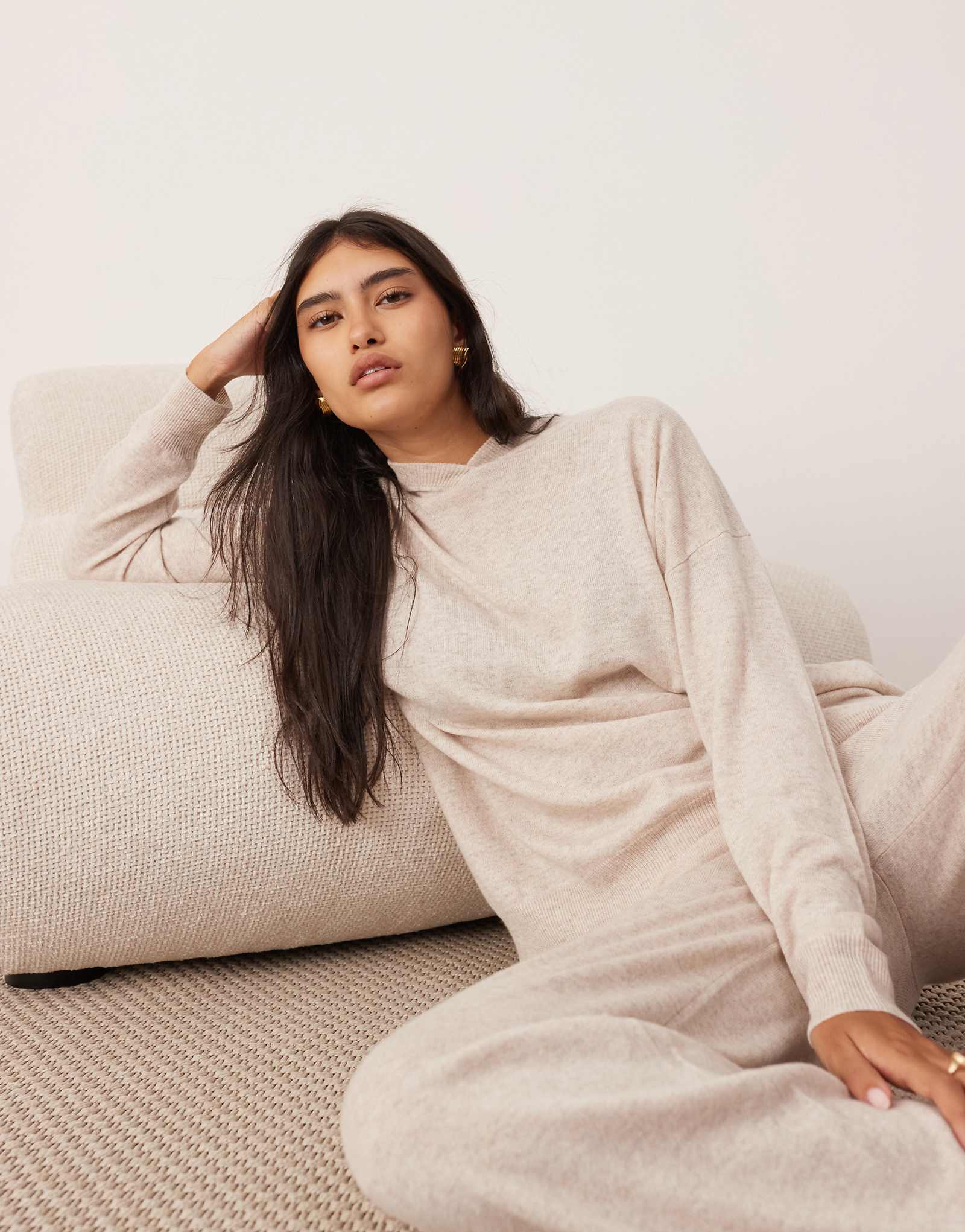 Вязаный свитер с капюшоном из кашемировой смеси премиум-класса ASOS EDITION цвета овса - часть комплекта 14490₽