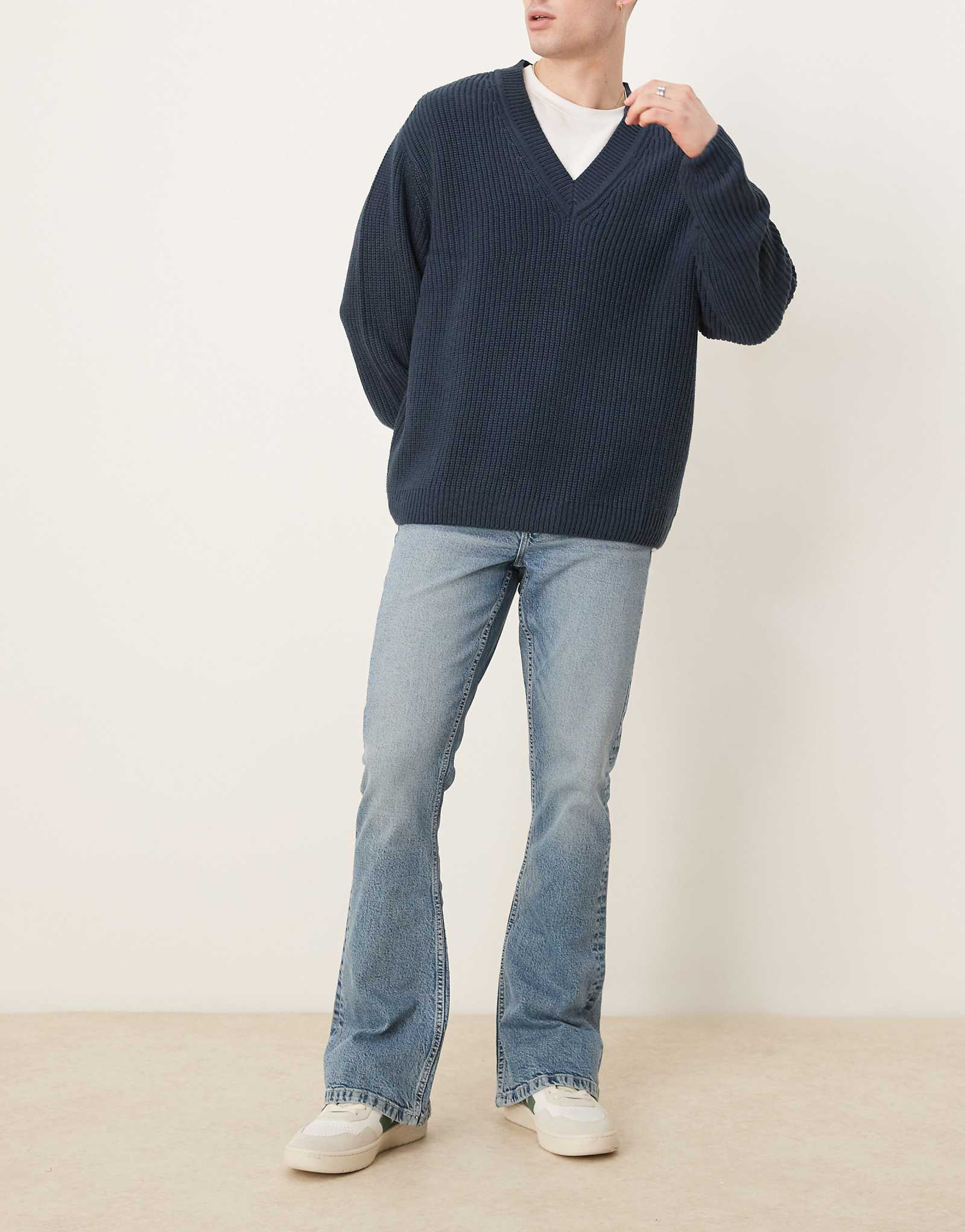 ДИЗАЙНЕРСКИЕ стрейчевые джинсы-клеш ASOS светло-голубого цвета 8790₽