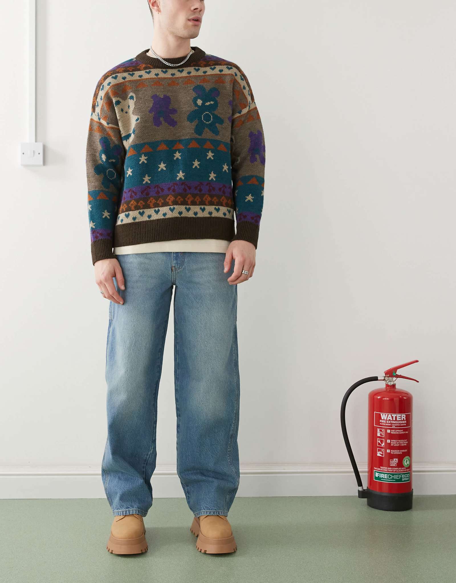 Джинсы COLLUSION X011 carpenter синего цвета средней стирки