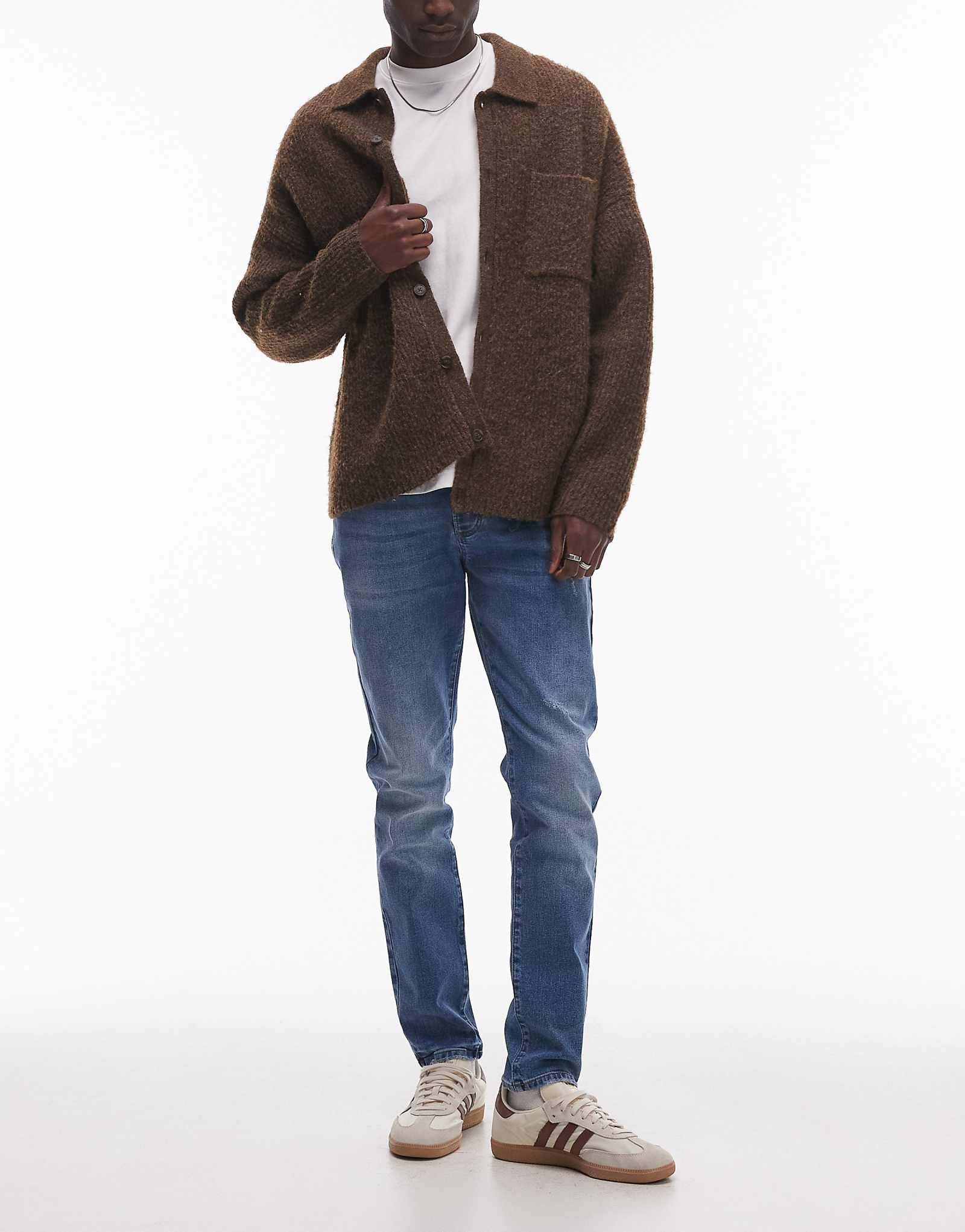 Джинсы-скинни-стрейч Topman синего цвета средней стирки 10390₽