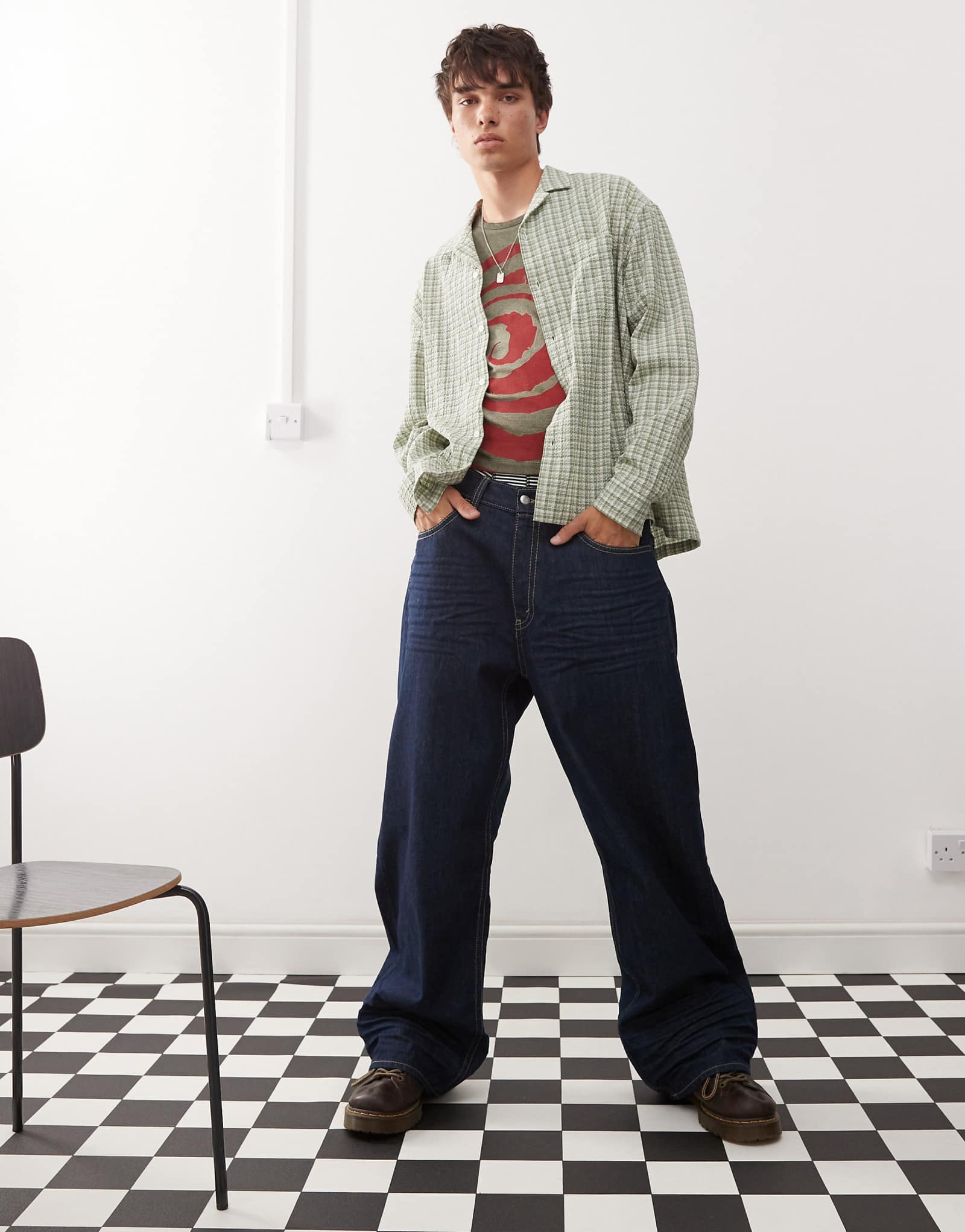 Дешевые свободные мешковатые джинсы Monday синего цвета с полосканием и стиркой 5490₽