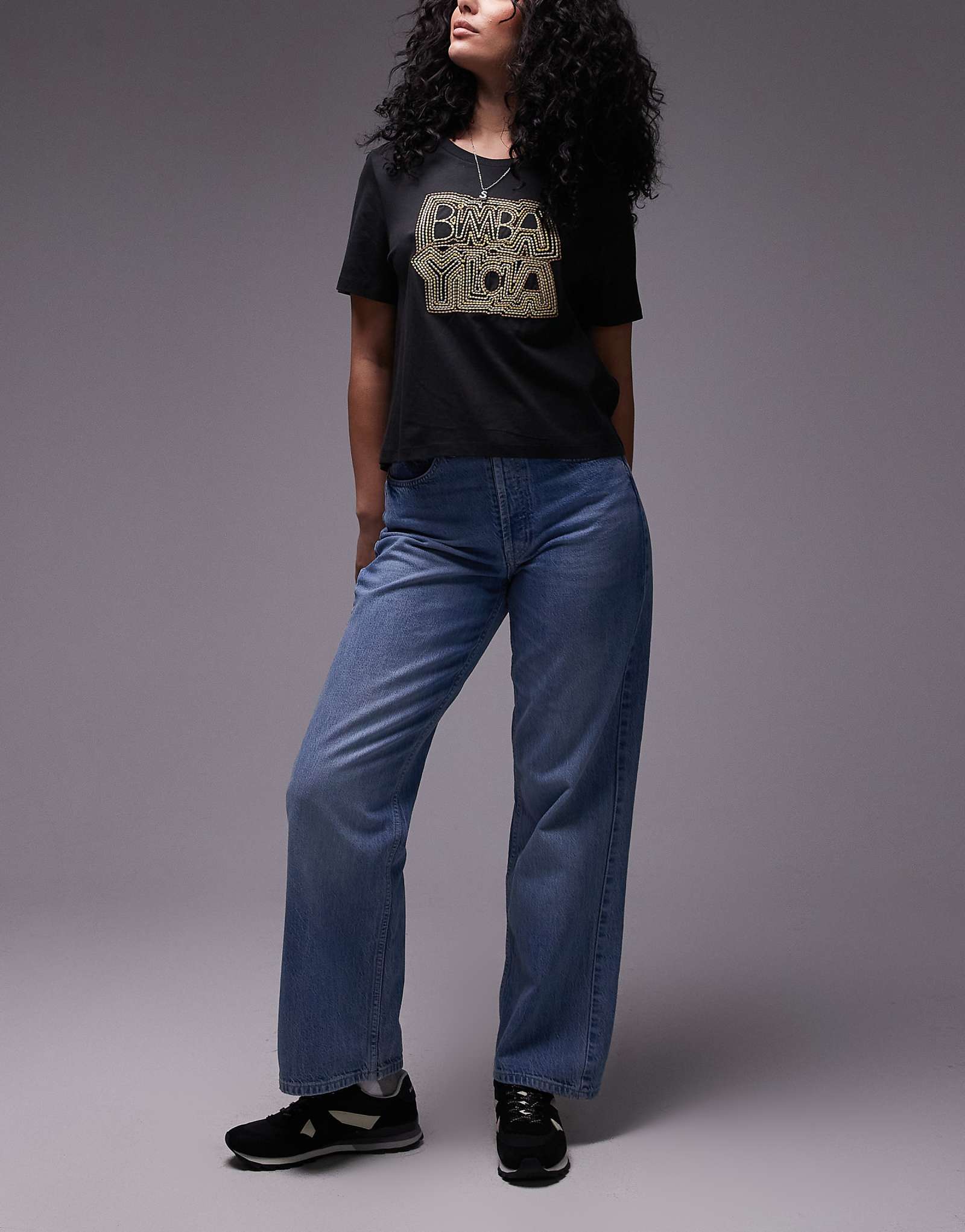 Джинсы-колонки с низкой посадкой Topshop Hourglass средне-синего цвета 7790₽