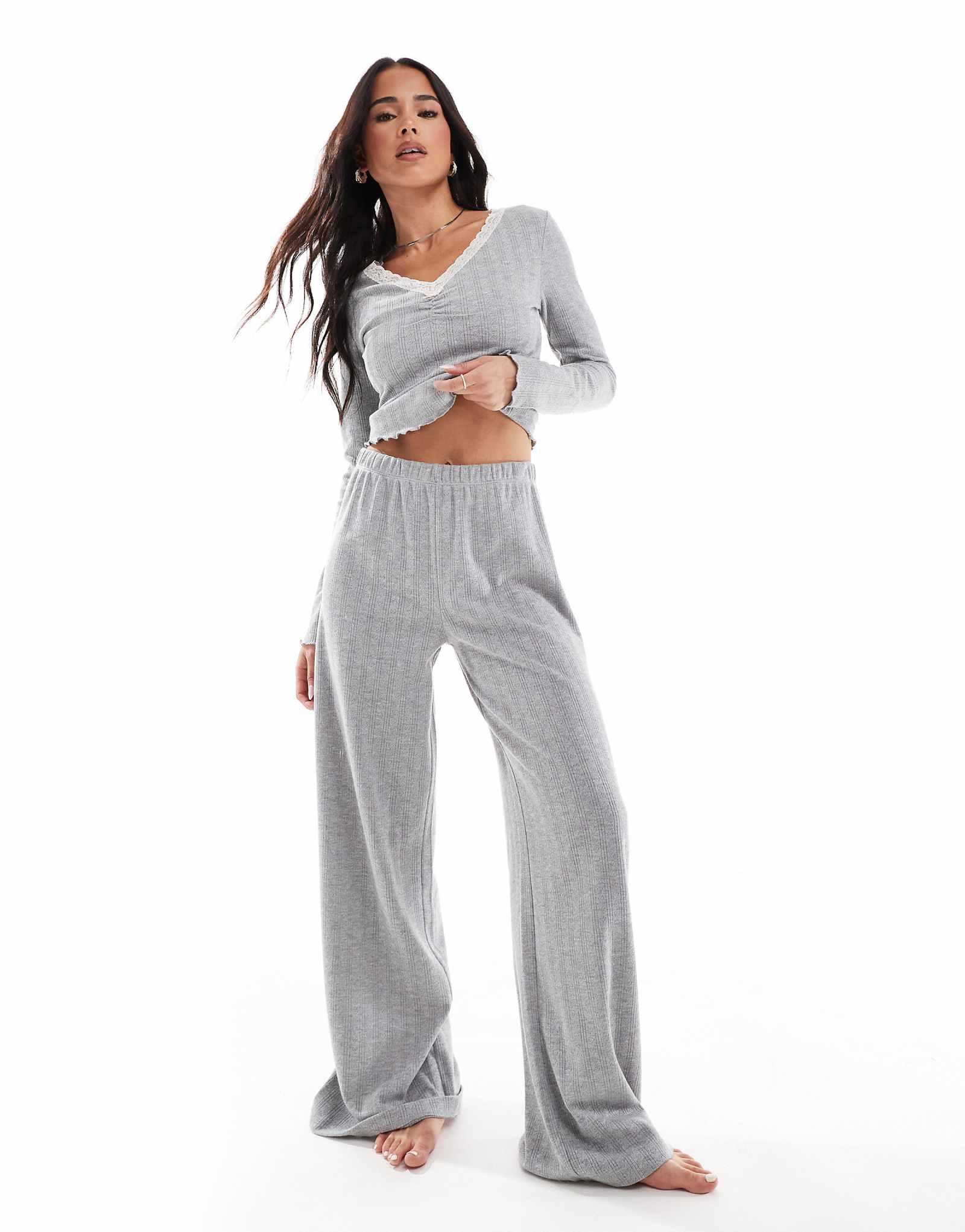 Широкие брюки Miss Selfridge pointelle - часть комплекта 4090₽