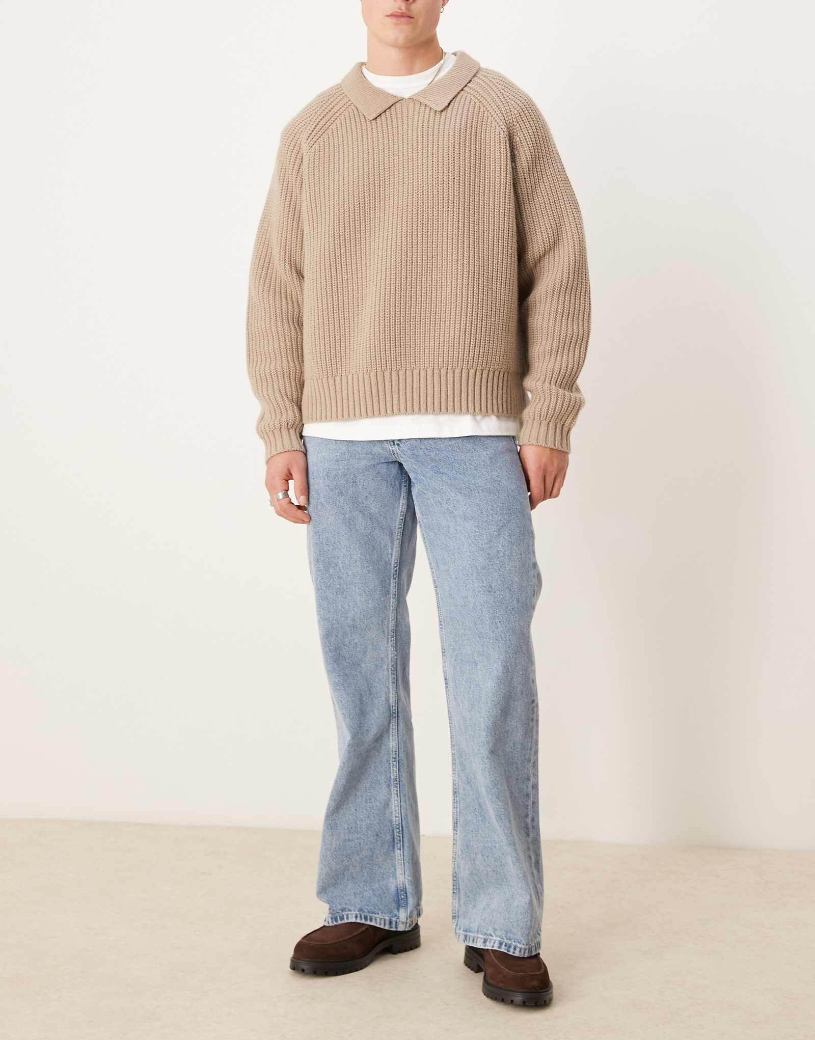 ДИЗАЙНЕРСКИЕ широкие джинсы-клеш ASOS светло-голубого цвета 3590₽